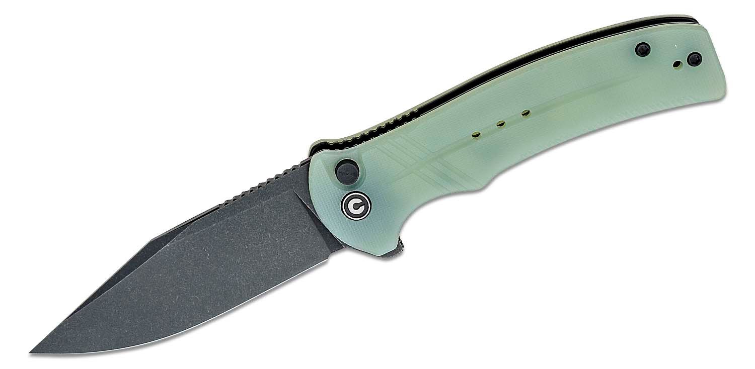 Civivi - CIVC20038D3 - Cogent Button Lock - Folding Knife - 14C28N Black Stonewash Clip Point - G10 - Jade - Image 18