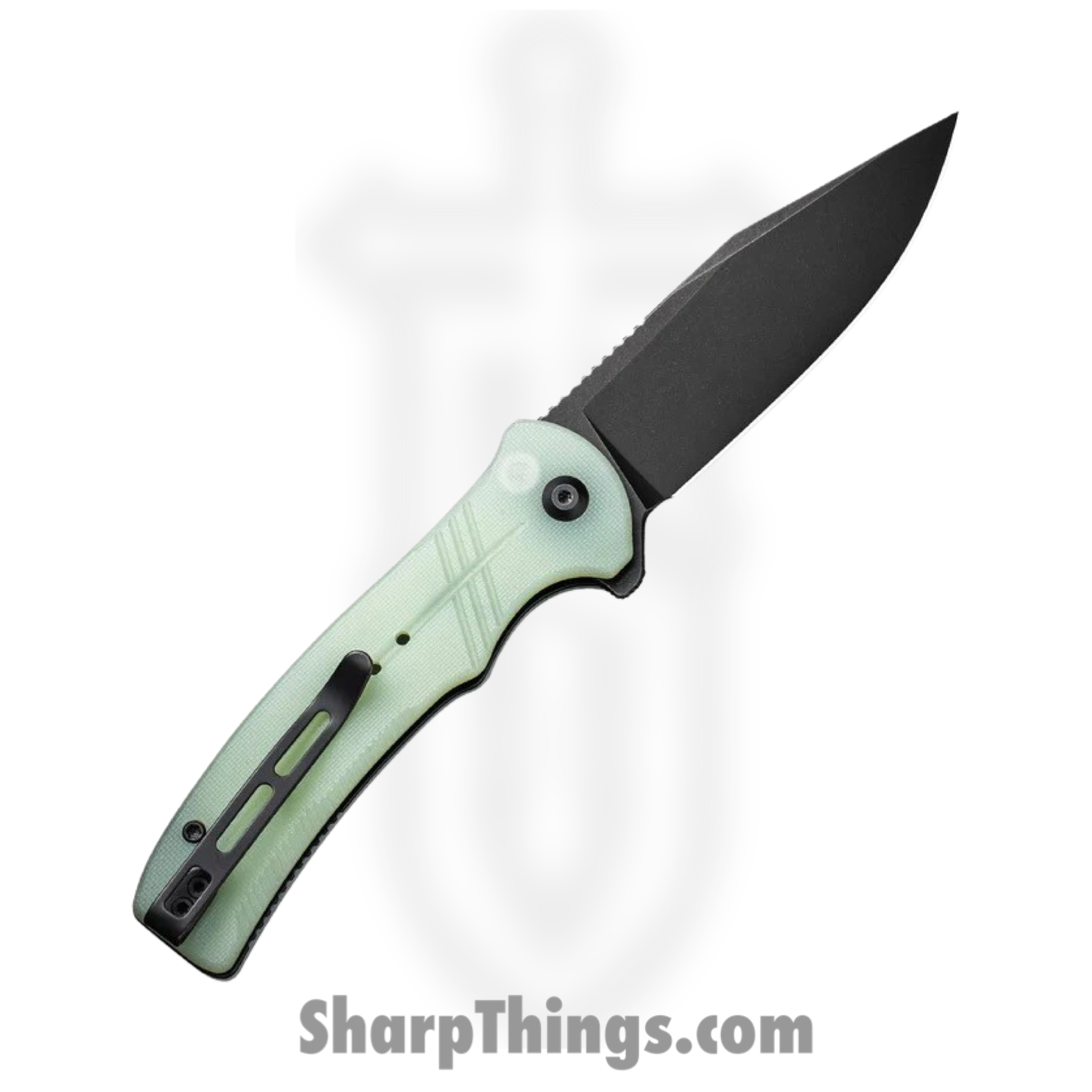 Civivi - CIVC20038D3 - Cogent Button Lock - Folding Knife - 14C28N Black Stonewash Clip Point - G10 - Jade - Image 13