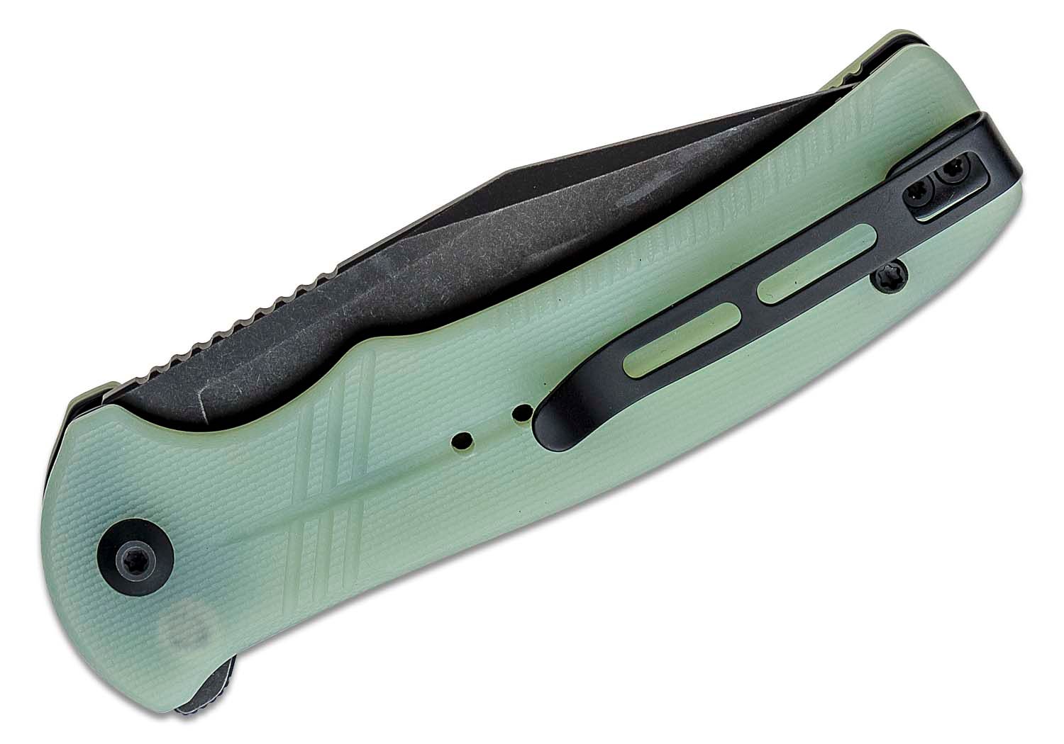 Civivi - CIVC20038D3 - Cogent Button Lock - Folding Knife - 14C28N Black Stonewash Clip Point - G10 - Jade - Image 20