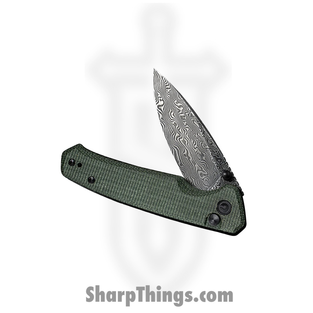 Civivi - CIVC20076DS1 - Altus Hand Rubbed Folding Knife - Damascus Micarta - Green - Image 14