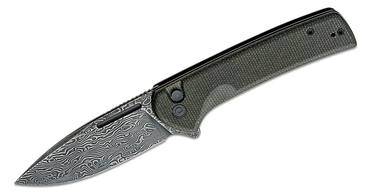 Civivi - CIVC21006DS1 - Conspirator Flipper - Folding Knife - Damascus Drop Point - Micarta - Green - Image 11