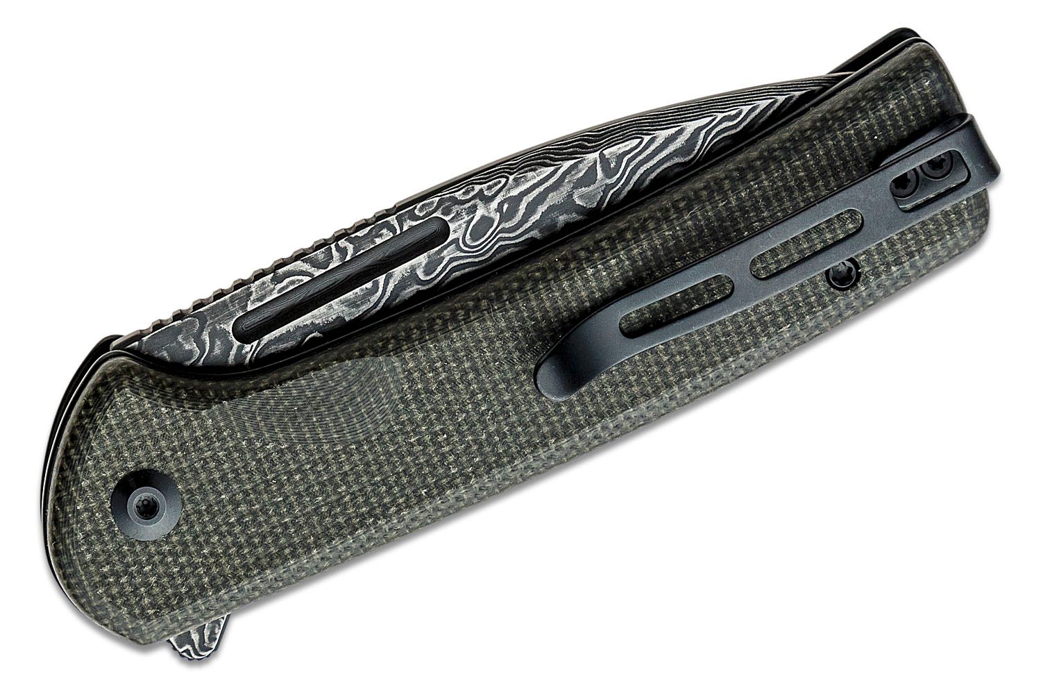 Civivi - CIVC21006DS1 - Conspirator Flipper - Folding Knife - Damascus Drop Point - Micarta - Green - Image 13