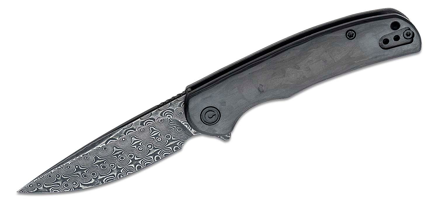 Civivi - CIVC2110DS1 - NOx Hand Rubbed Drop Point Flipper Knife - Damascus C/F Stainless - Black - Image 15