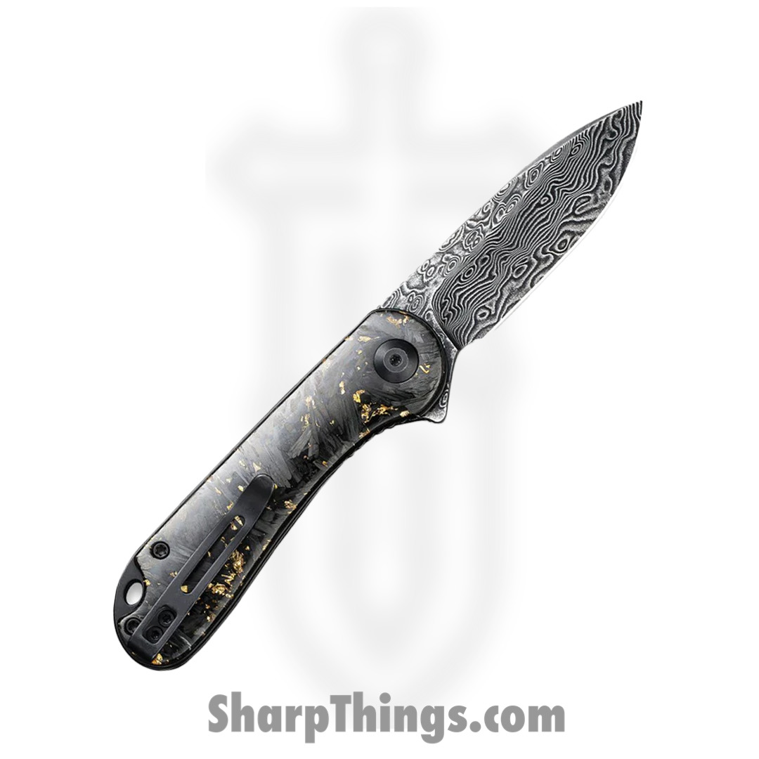 Civivi - CIVC907CDS1 - Elementum Flipper Knife - Damascus Carbon Fiber - Contoured Gold - Image 11