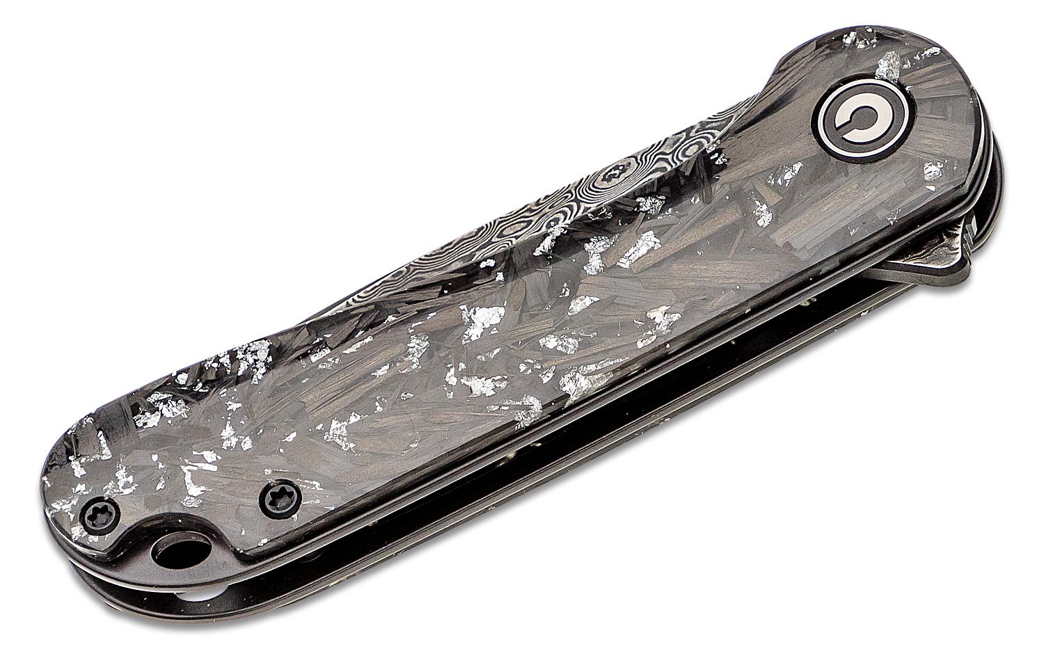 Civivi - CIVC907CDS2 - Elementum Flipper Knife - Damascus Carbon Fiber - Contoured Silver - Image 17