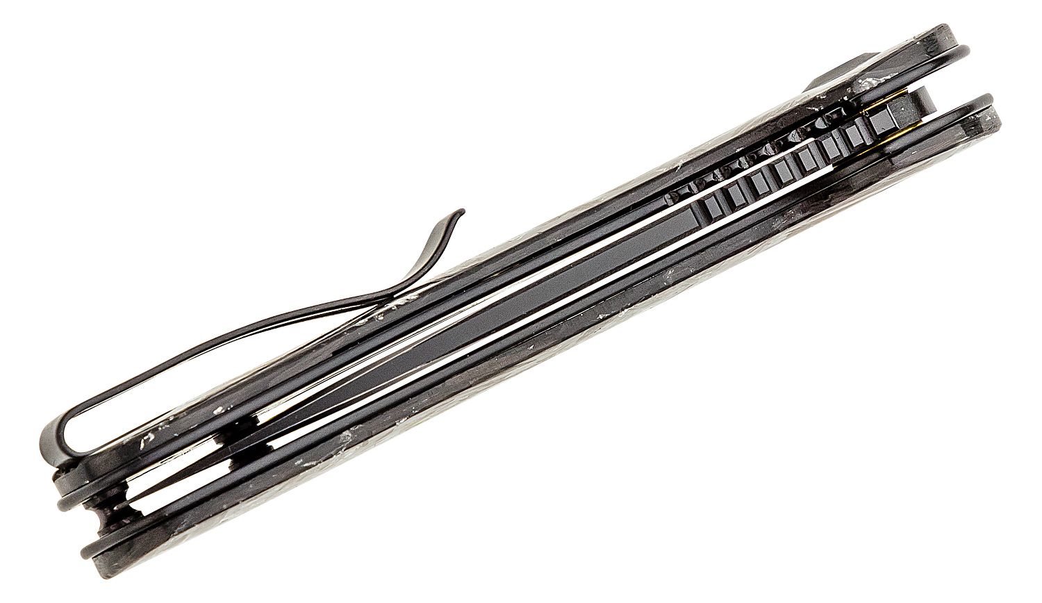 Civivi - CIVC907CDS2 - Elementum Flipper Knife - Damascus Carbon Fiber - Contoured Silver - Image 19