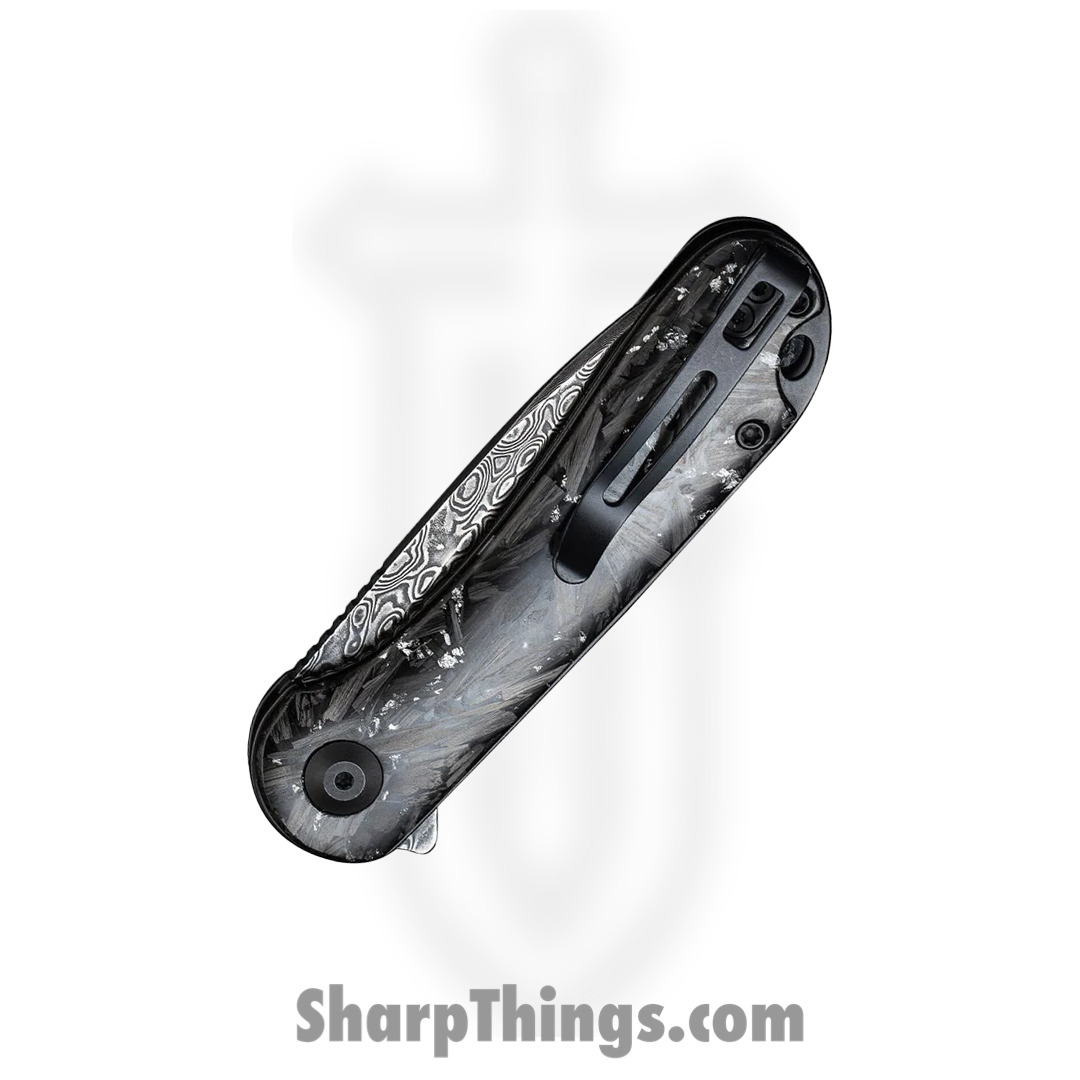 Civivi - CIVC907CDS2 - Elementum Flipper Knife - Damascus Carbon Fiber - Contoured Silver - Image 14