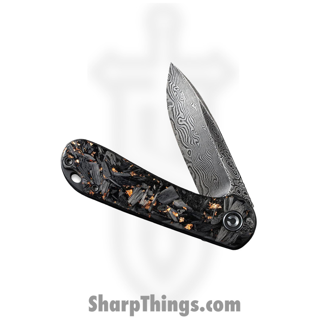 Civivi - CIVC907CDS3 - Elementum Flipper Knife - Damascus Carbon Fiber - Contured Copper - Image 14
