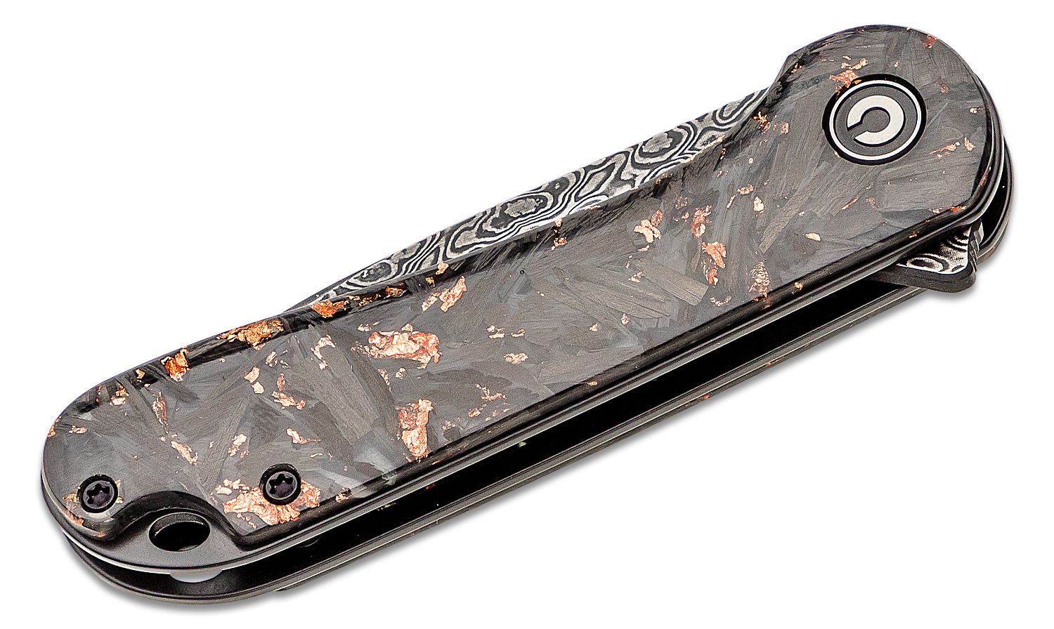 Civivi - CIVC907CDS3 - Elementum Flipper Knife - Damascus Carbon Fiber - Contured Copper - Image 16