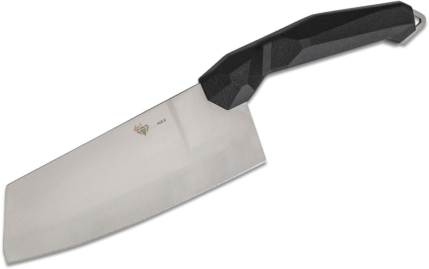 Diafire - DF1930 - Black Diamond Cleaver Style Chef's Knife - Fixed Blade Knife - AUS-8 Satin Cleaver - Nylon/Fiberglass - Black - Image 7