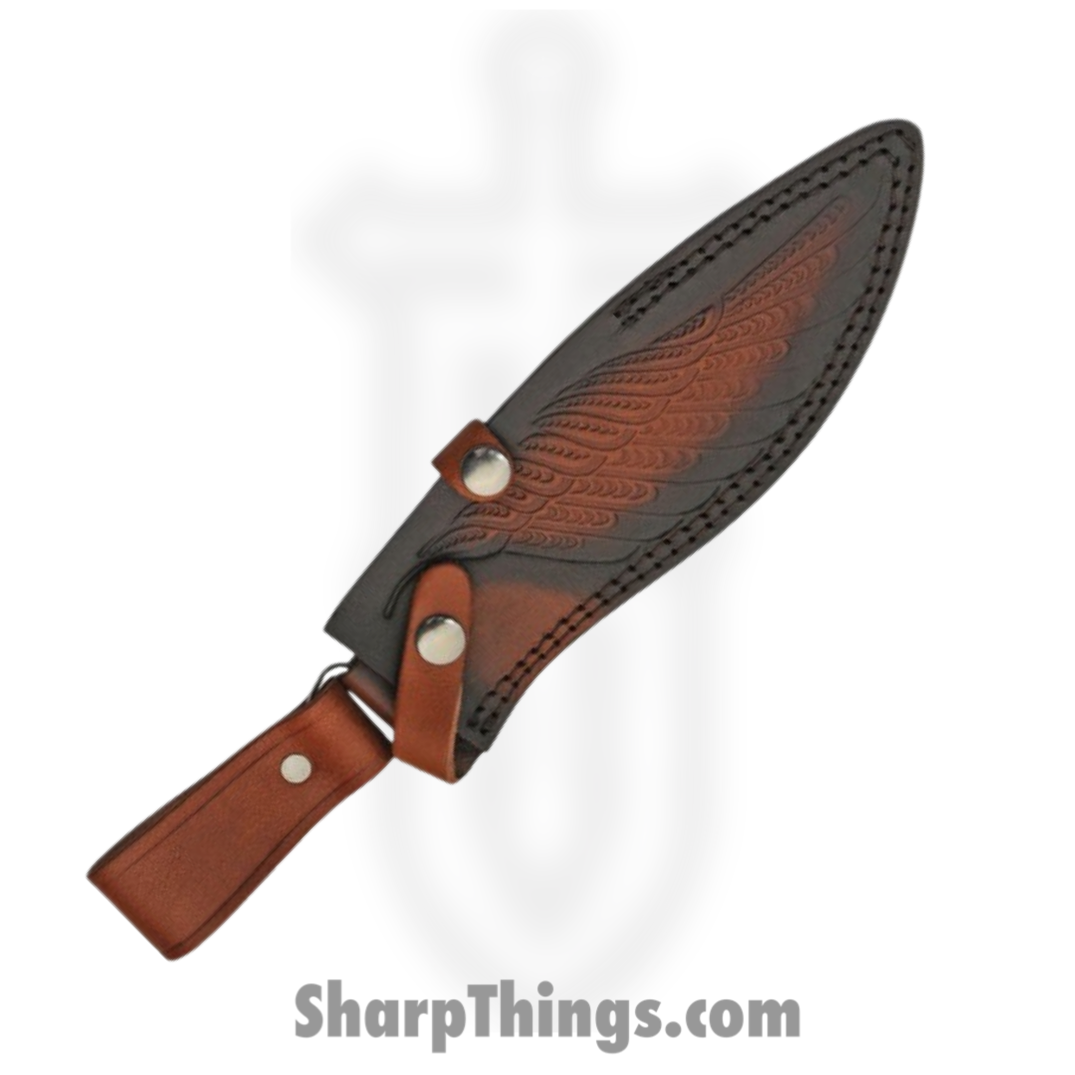 Damascus - DM1232 - Kukri Stacked Leather - Fixed Blade Knife - Damascus Kukri - Stacked Leather - Brown - Image 4
