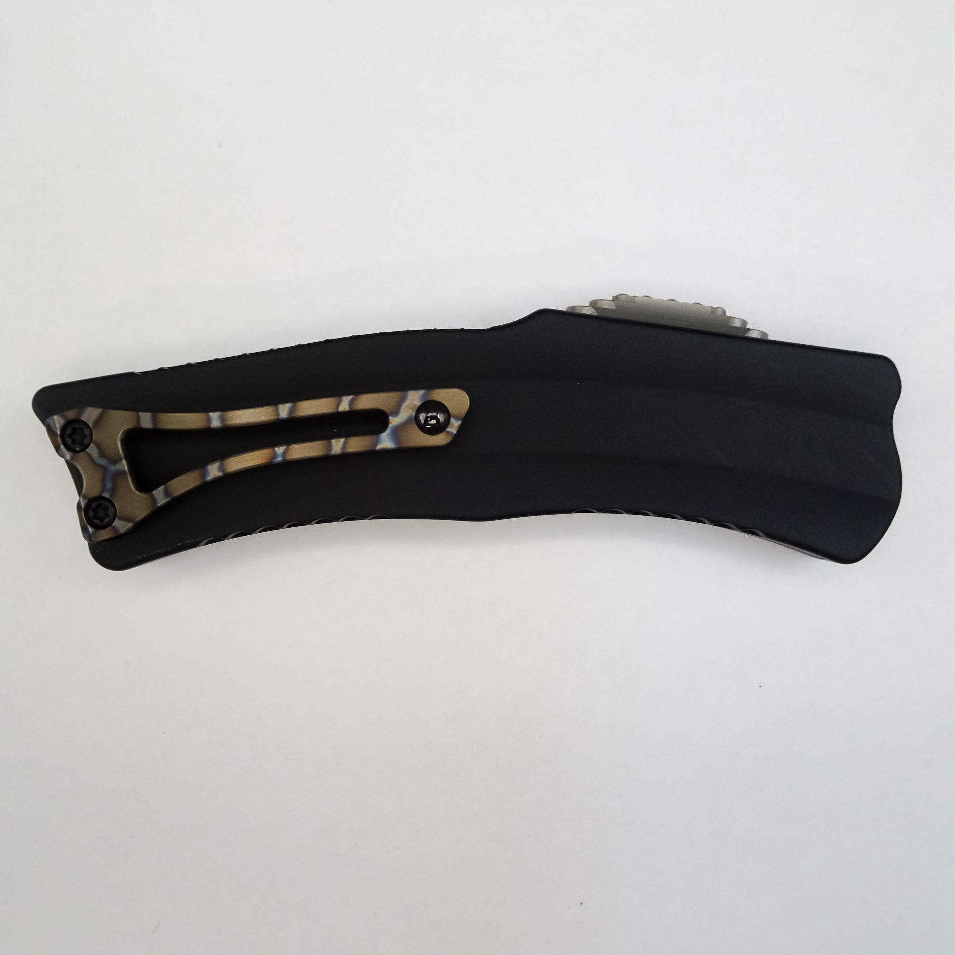 Heretic Knives - Roc Proto - Roc Prototype - OTF Auto - Elmax Stonewash Hawkbill - 6061-T6 Aluminum - Black - Image 7