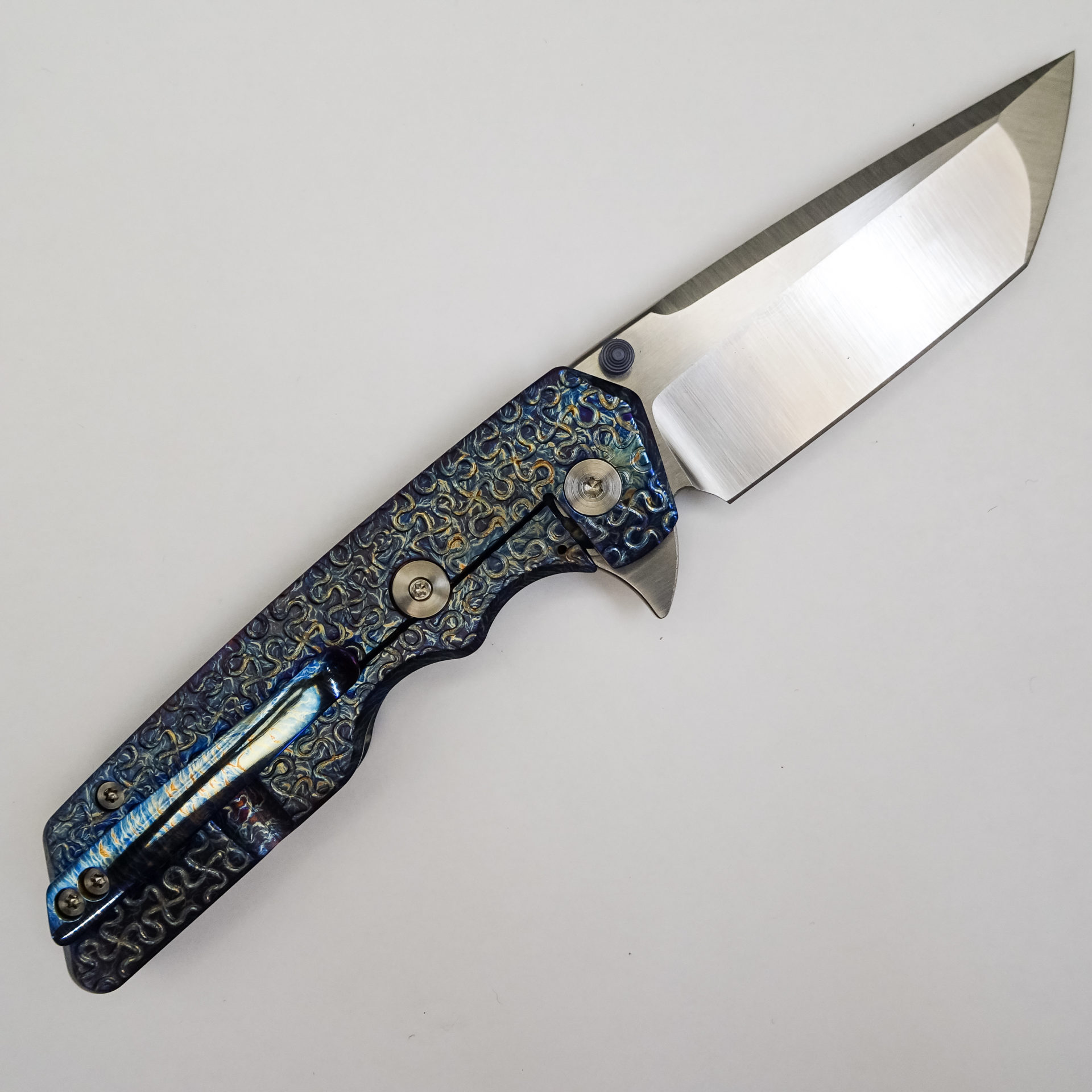 Attention 2 Detail Mercantile - A2DMK3LPuz - Mark 3 Large - Folding Knife - CPM MagnaCut Satin Tanto - Contoured Puzzle Titanium - Blue - Image 20