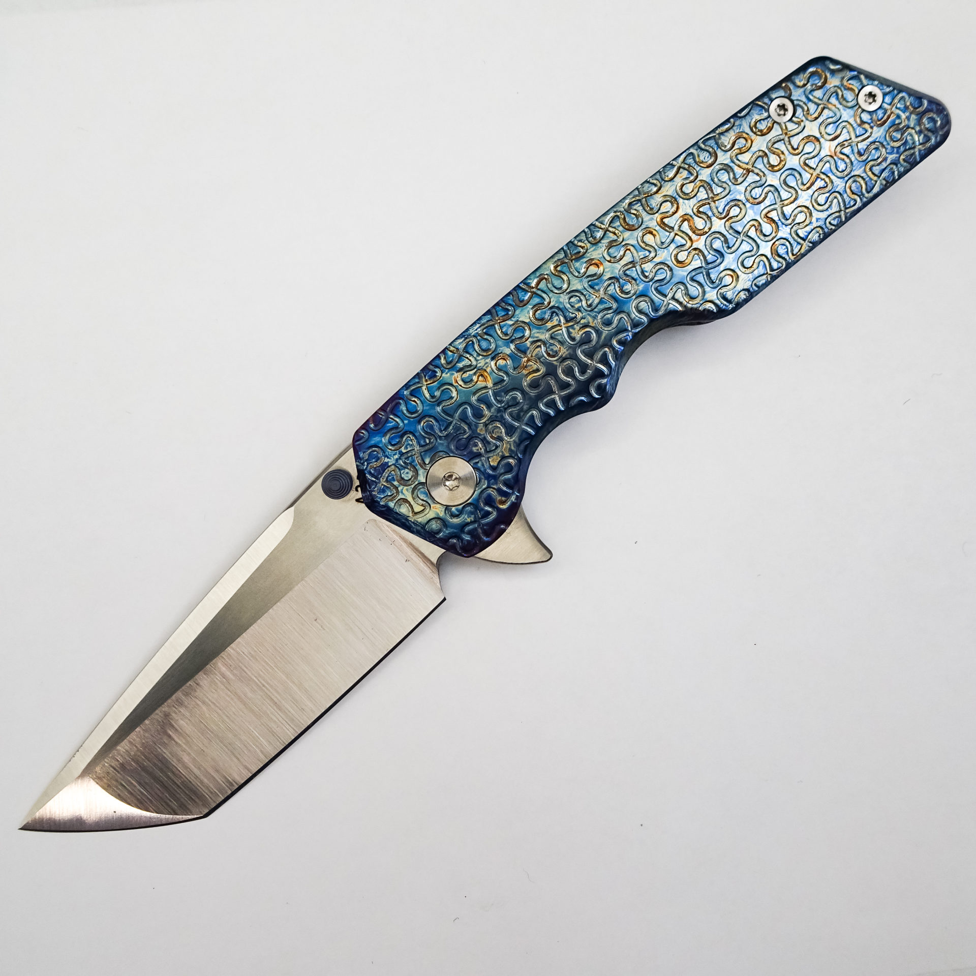 Attention 2 Detail Mercantile - A2DMK3LPuz - Mark 3 Large - Folding Knife - CPM MagnaCut Satin Tanto - Contoured Puzzle Titanium - Blue - Image 16
