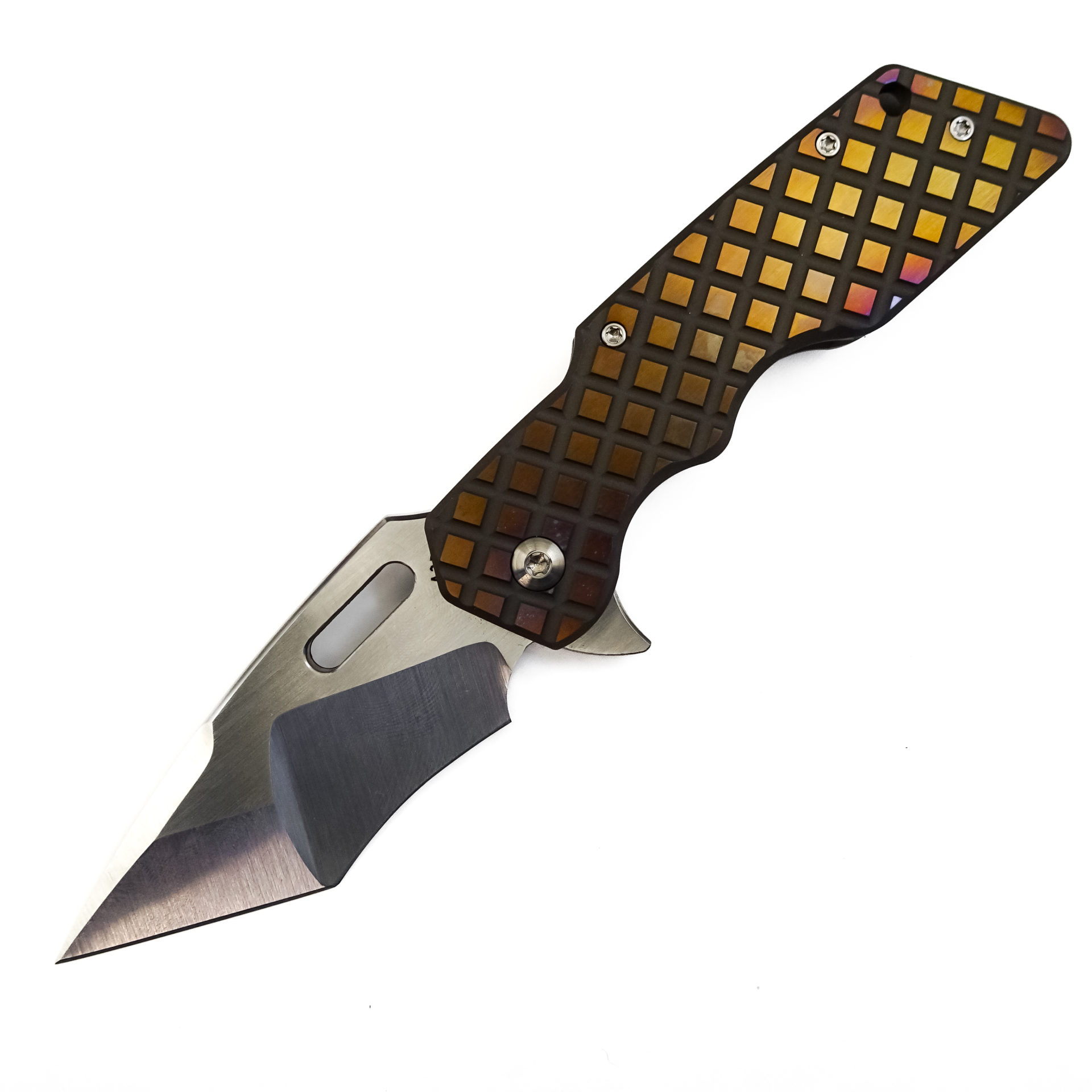 Attention 2 Detail Mercantile - A2DMK1DFRGBW - Mark 1 Medium - Folding Knife - S35VN Satin Batwing - Diagonal Frag Titanium - Bronze - Image 17