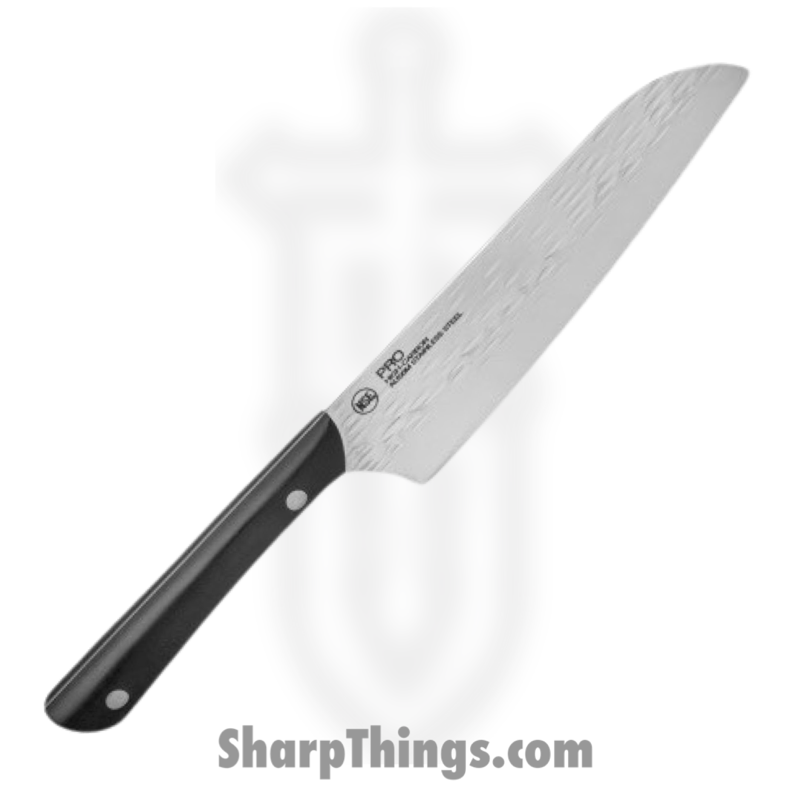 Kai - HT7064 - Pro Santoku 7" - Fixed Blade Knife - AUS-6 Hammered Wharncliffe - POM - Black - Image 12
