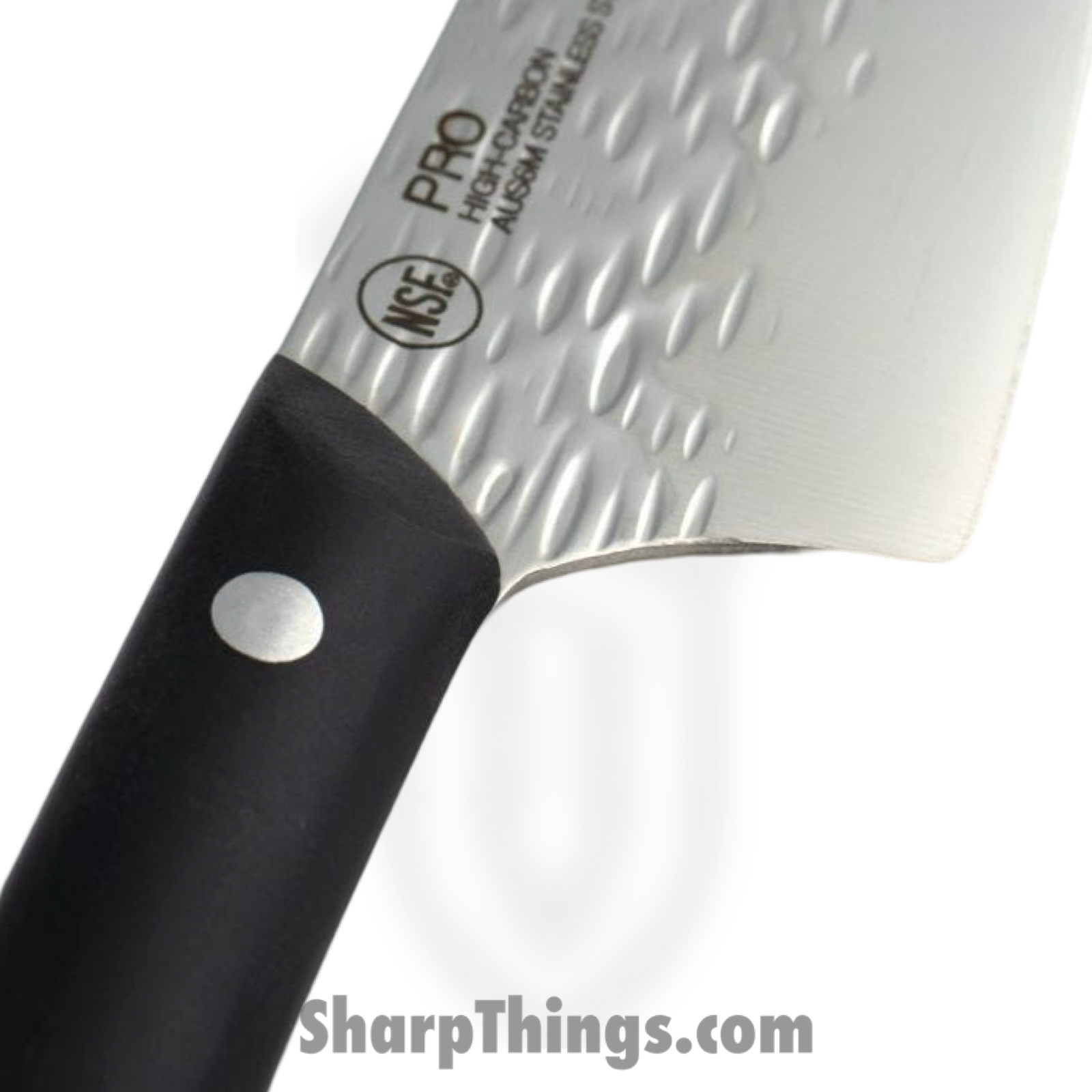 Kai - HT7064 - Pro Santoku 7" - Fixed Blade Knife - AUS-6 Hammered Wharncliffe - POM - Black - Image 13