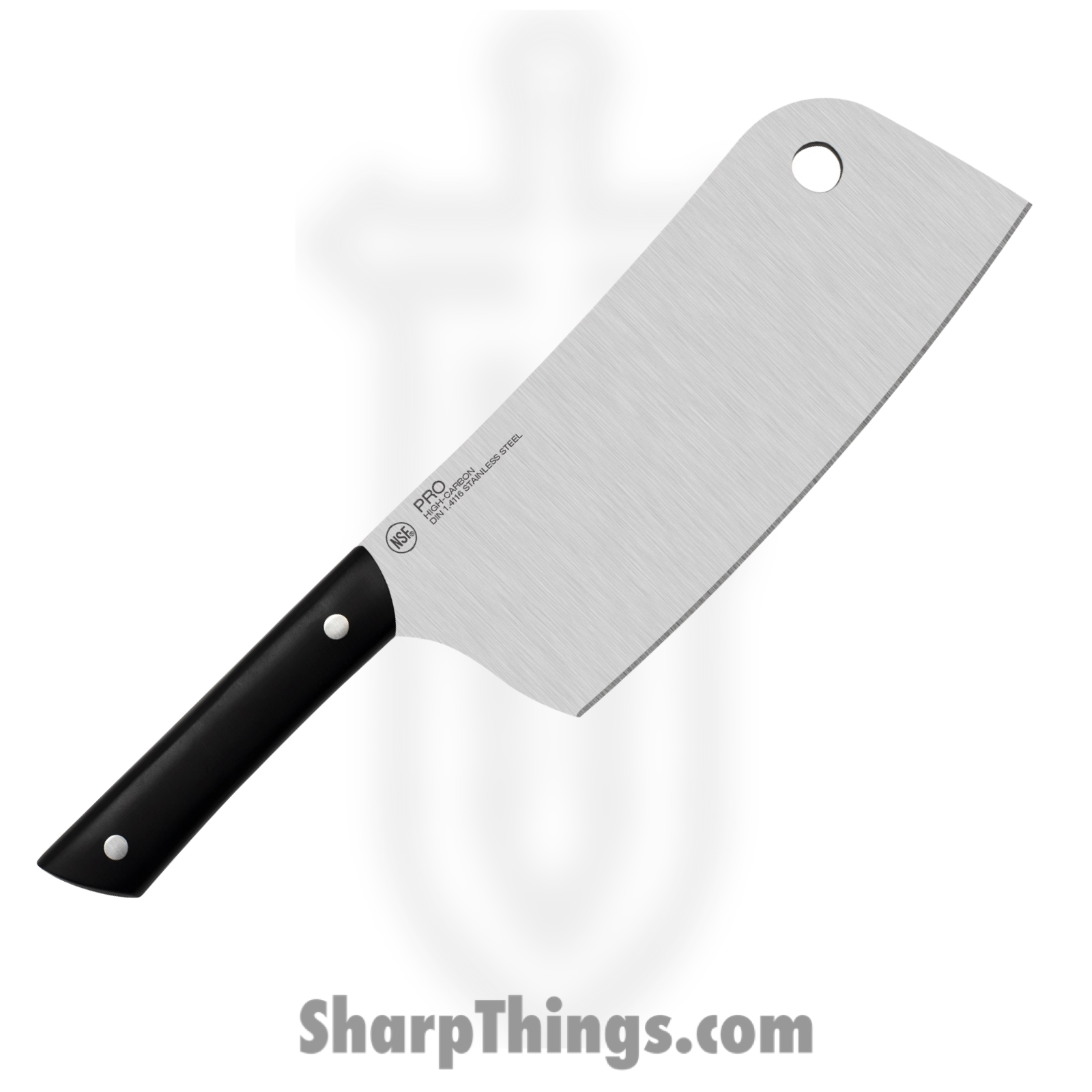 Kai - HT7067 - Pro Cleaver 7" - Fixed Blade Knife - 1.4116 Stainless Stonewash Cleaver - POM - Black - Image 9