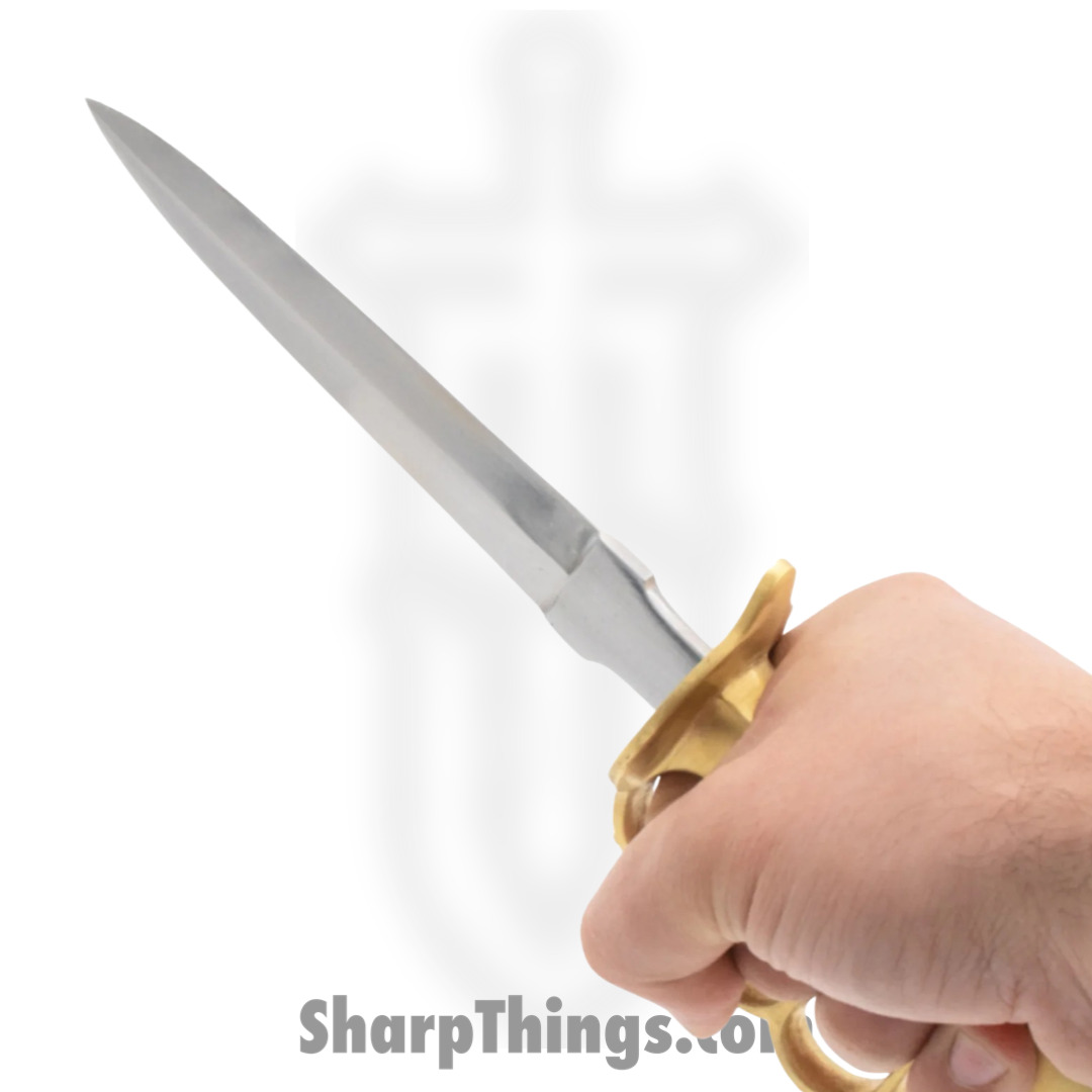 VOC - ICD-022 - 11 inch Trench Knife - Fixed Blade Knife - High Carbon Polished Dagger - Brass - Natural - Image 6