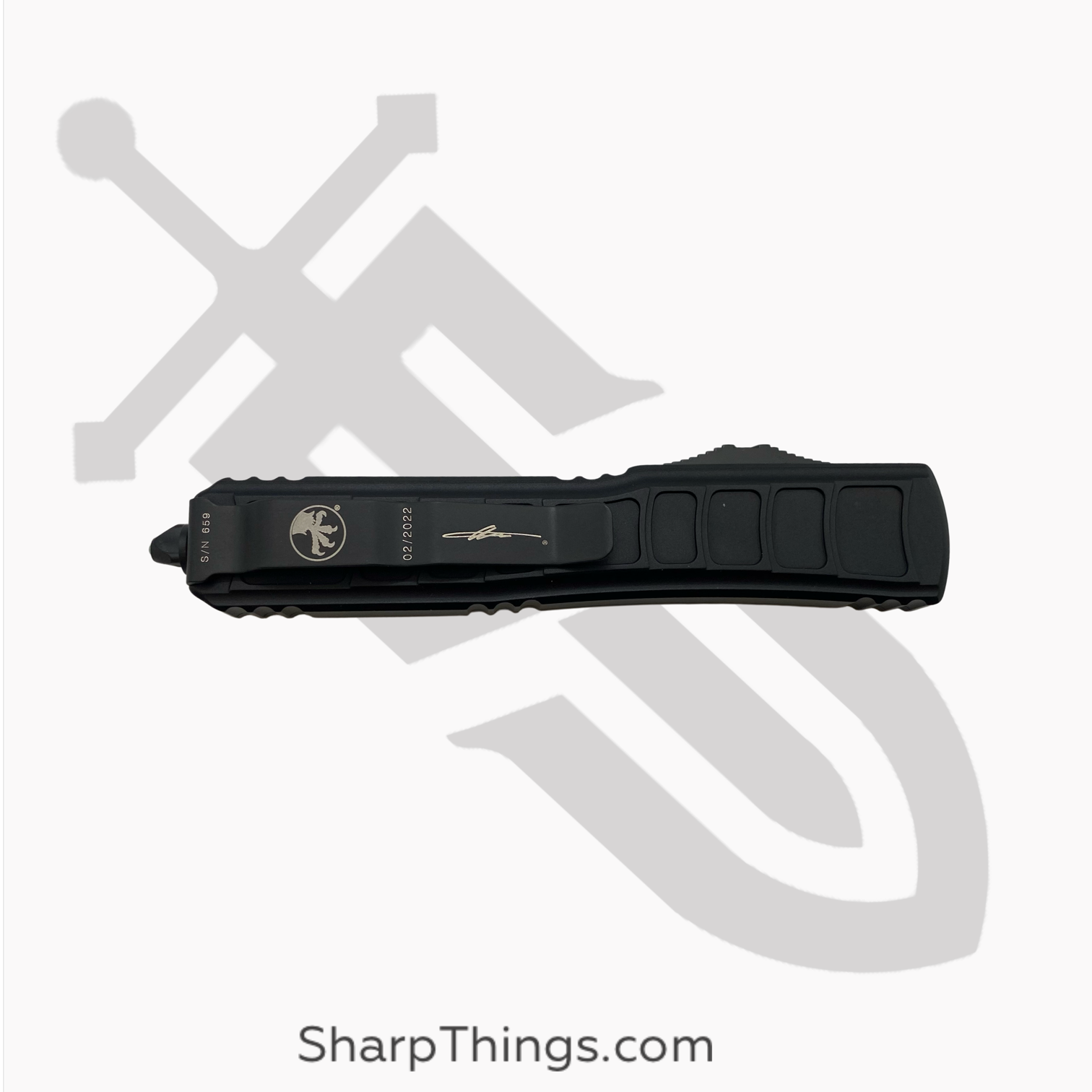 Microtech - 122II-1TS - Ultratech II Tactical Signature Series - OTF Auto - M390 Coated Dagger - 6061-T6 Aluminum - Black - Image 6