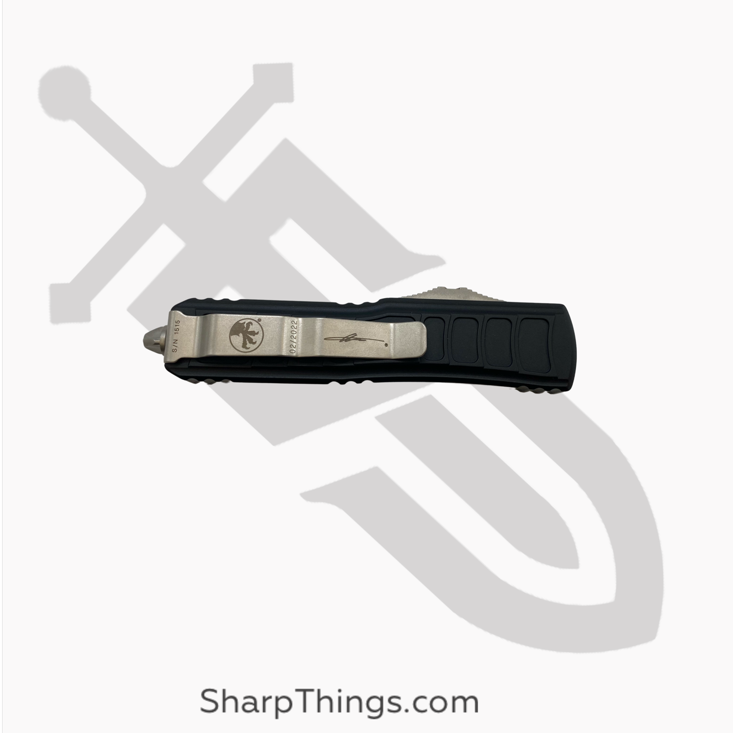 Microtech - 232II-10S - UTX-85 II Signature Series - OTF Auto - Elmax, M390, 204P Stonewash Dagger - 6061-T6 Aluminum - Black - Image 7