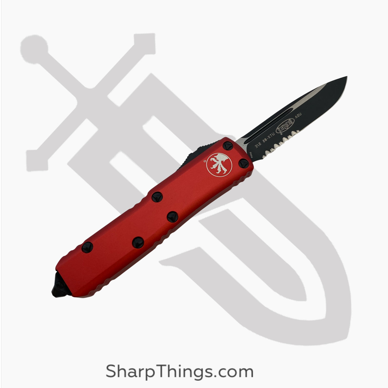Microtech - 122-3RD - Ultratech - OTF Auto - Elmax, M390, 204P Coated Dagger - 6061-T6 Aluminum - Red - Image 11