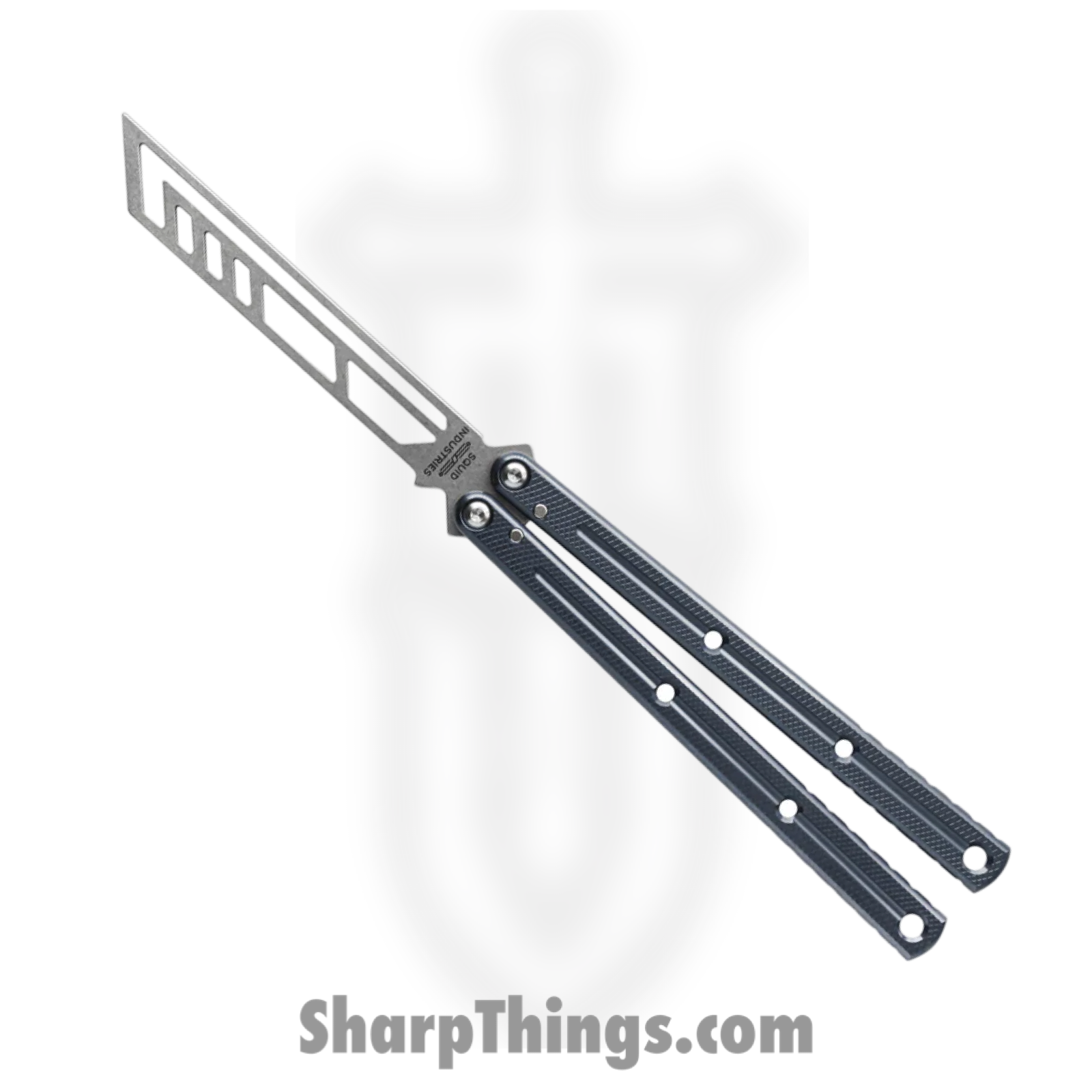 Squid Industries - Krake Raken V3 Trainer - Balisong - 410 SS Stonewash - 7075 Aluminum Alloy - Gunmetal
