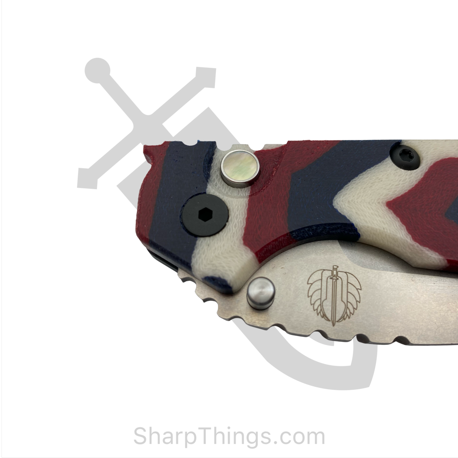 ProTech - SnGMC1 - Custom Strider SnG Edition - Automatic Knife - 154CM Stonewash Drop Point - Aluminum/Micarta - Red/White/Blue - Image 6