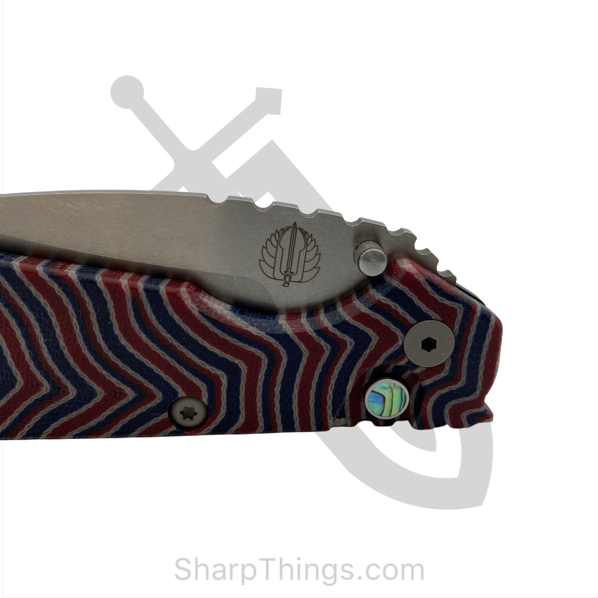 ProTech - SnGMC2 - Custom Strider SnG Edition - Automatic Knife - 154CM Stonewash Drop Point - Aluminum/Micarta - Blue/Red - Image 6