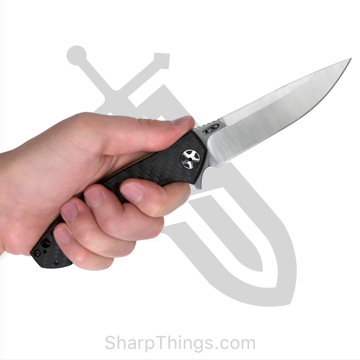 Zero Tolerance - ZT0452CF - Large Sinkevich - Folding Knife - S35VN Stonewash Drop Point - CF Front with Titanium - Black - Image 14