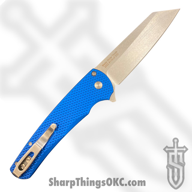 ProTech - 5205-BLUE BS - Malibu Blade Show - Automatic Knife - CPM-20CV Stonewash Reverse Tanto - Aluminum - Blue - Image 8