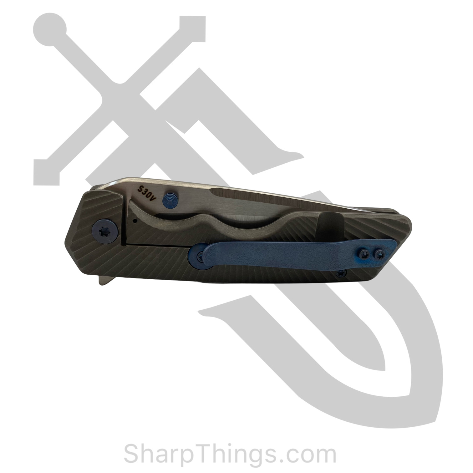 Attention 2 Detail Mercantile - A2DMK3TRS - Mark 3 Medium - Folding Knife - S30V Satin Tanto - Contoured Rising Sun Titanium - Gray - Image 16