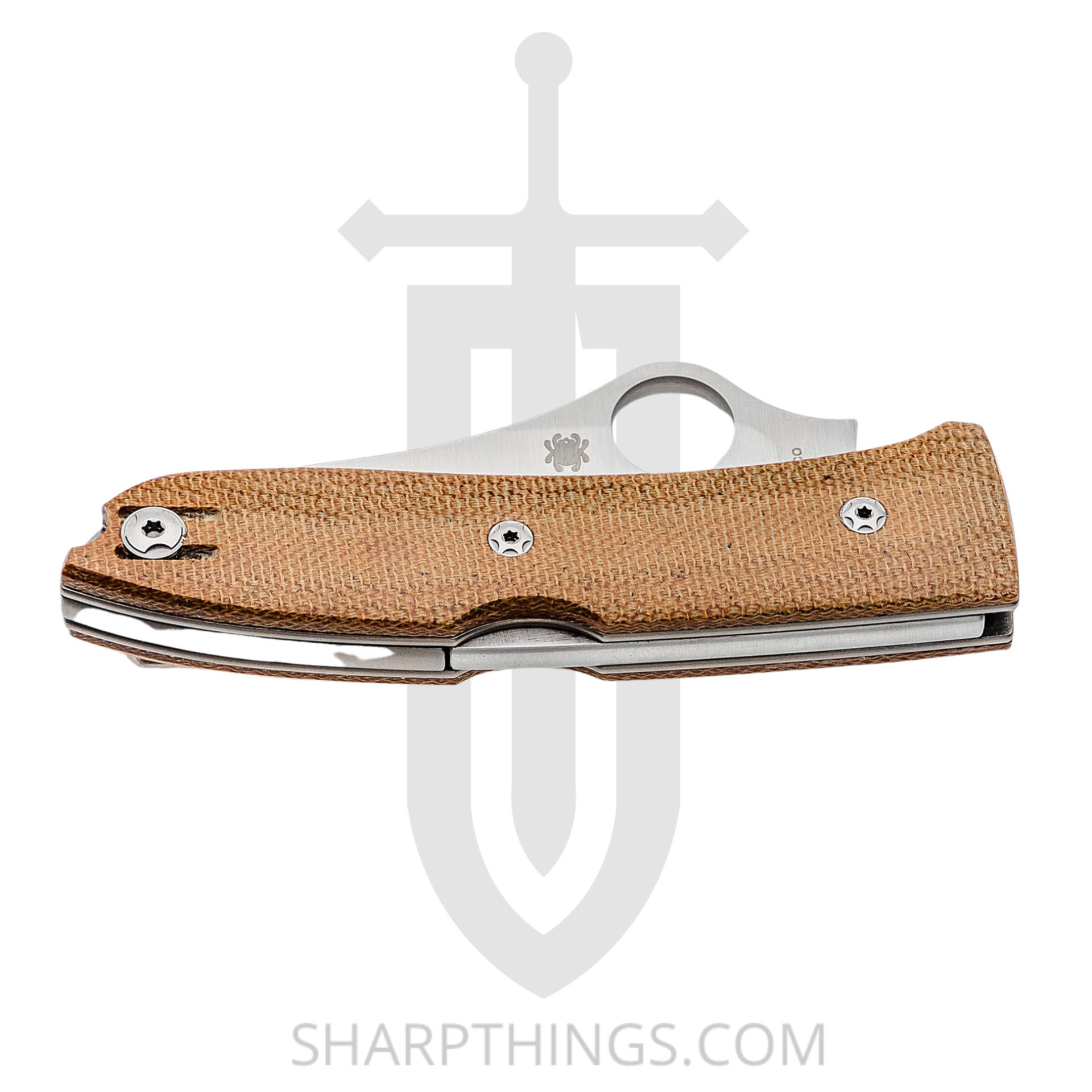 Spyderco - SC255CMP - SpyOpera Lockback - Folding Knife - M390 Satin Drop Point - Canvas Micarta - Brown - Image 14