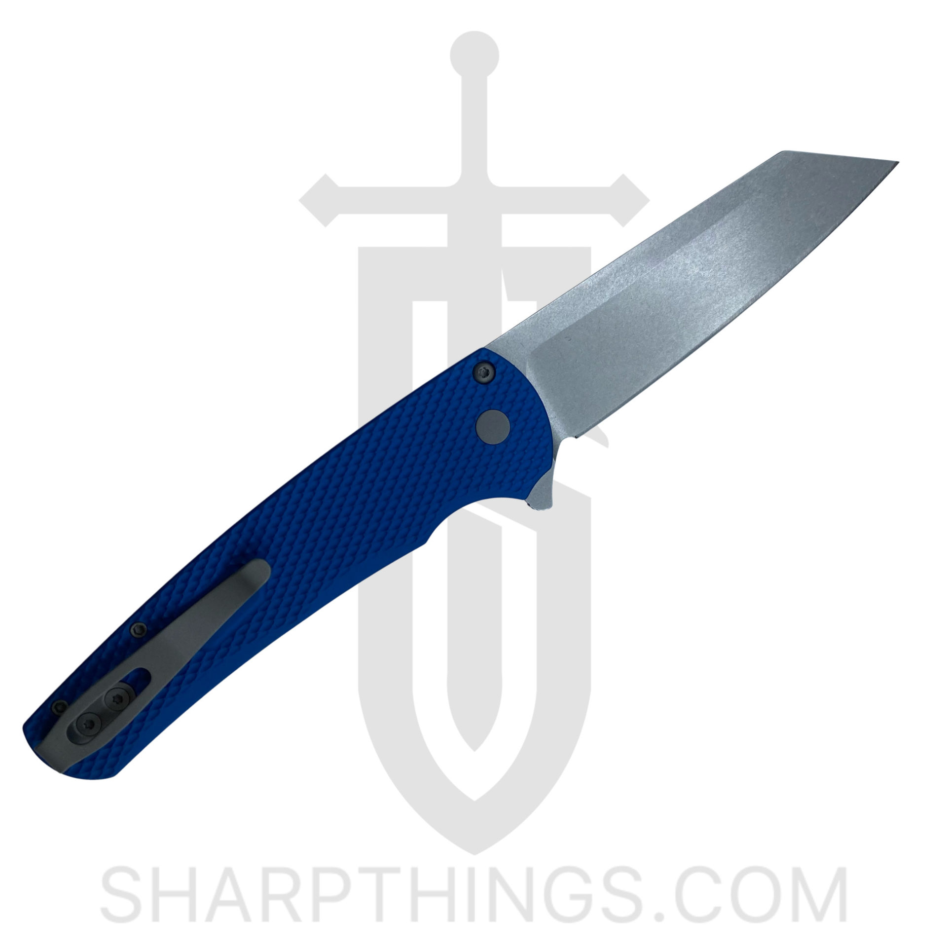 ProTech - 5205-BLUE - Malibu - Automatic Knife - CPM-20CV Stonewash Reverse Tanto - 7075 Aluminum - Blue - Image 7