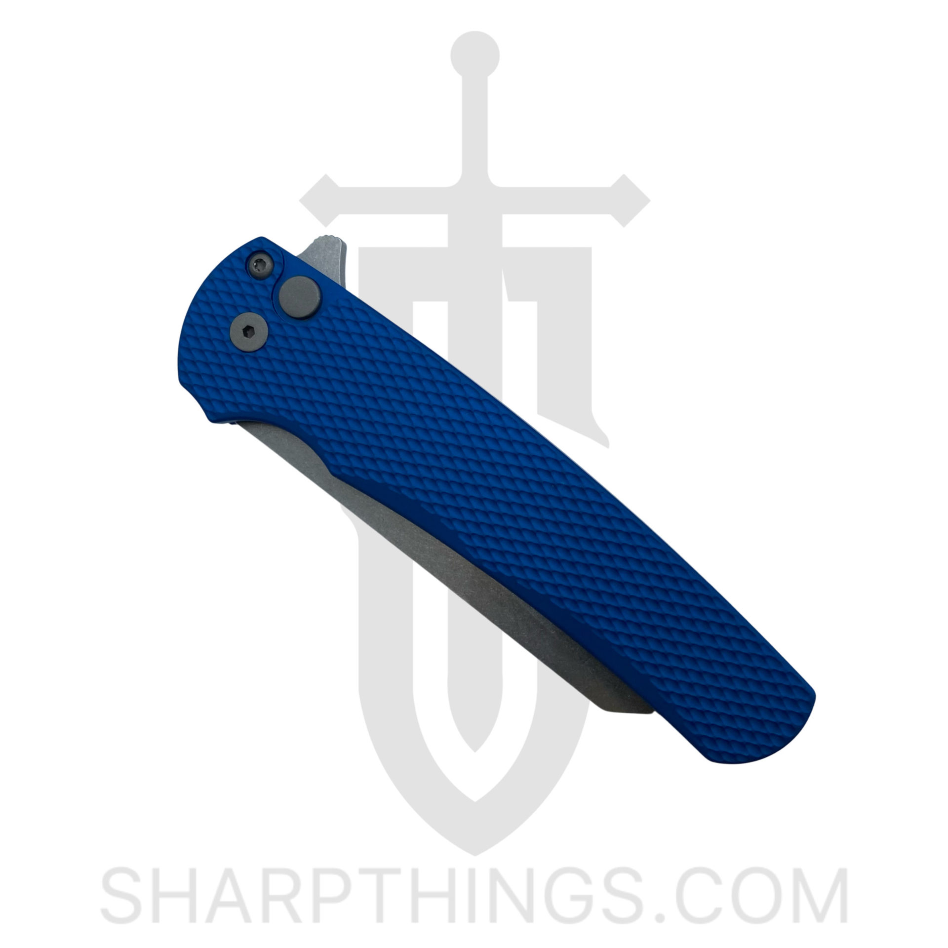 ProTech - 5205-BLUE - Malibu - Automatic Knife - CPM-20CV Stonewash Reverse Tanto - 7075 Aluminum - Blue - Image 6