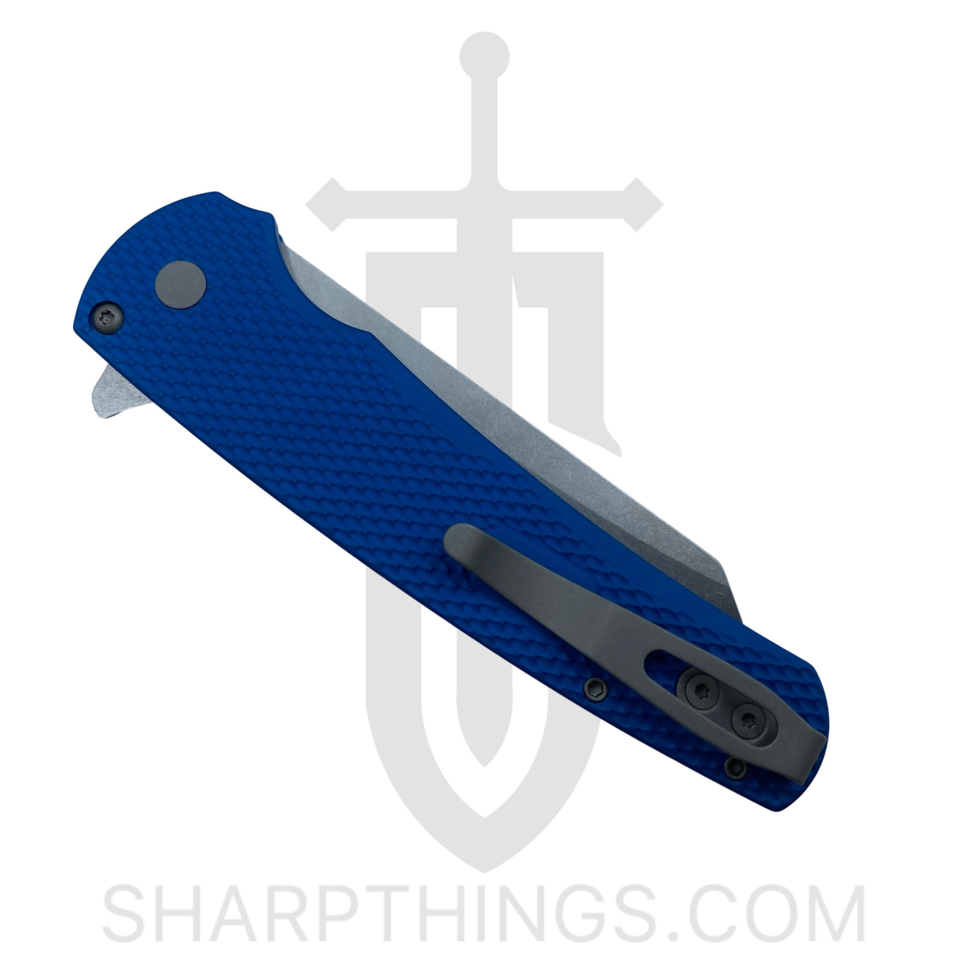 ProTech - 5205-BLUE - Malibu - Automatic Knife - CPM-20CV Stonewash Reverse Tanto - 7075 Aluminum - Blue - Image 8