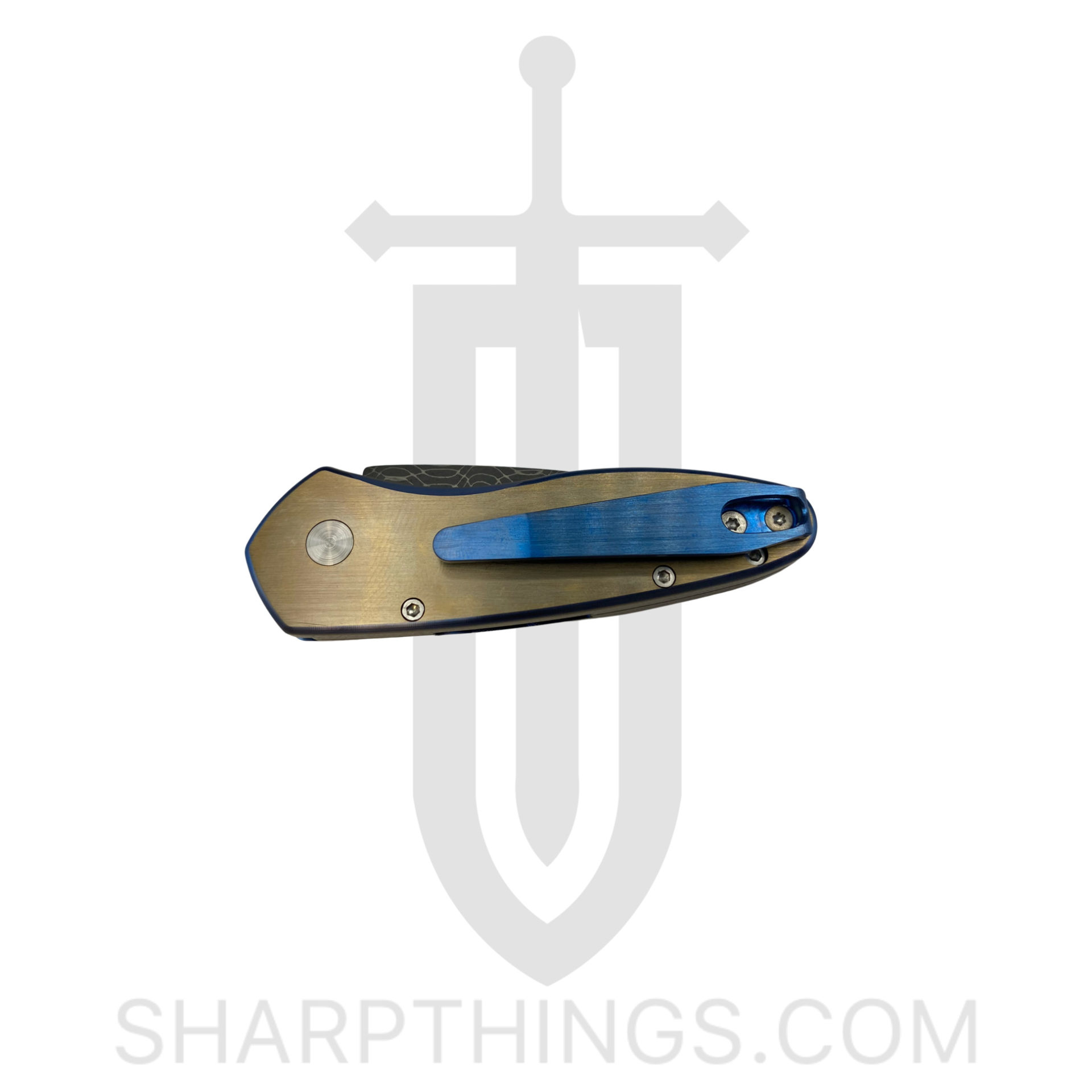 ProTech - 2951-S - Sprint Titanium Custom - Automatic Knife - Damascus Acid Etch Spear Point - Titanium - Gold/Blue - Image 8