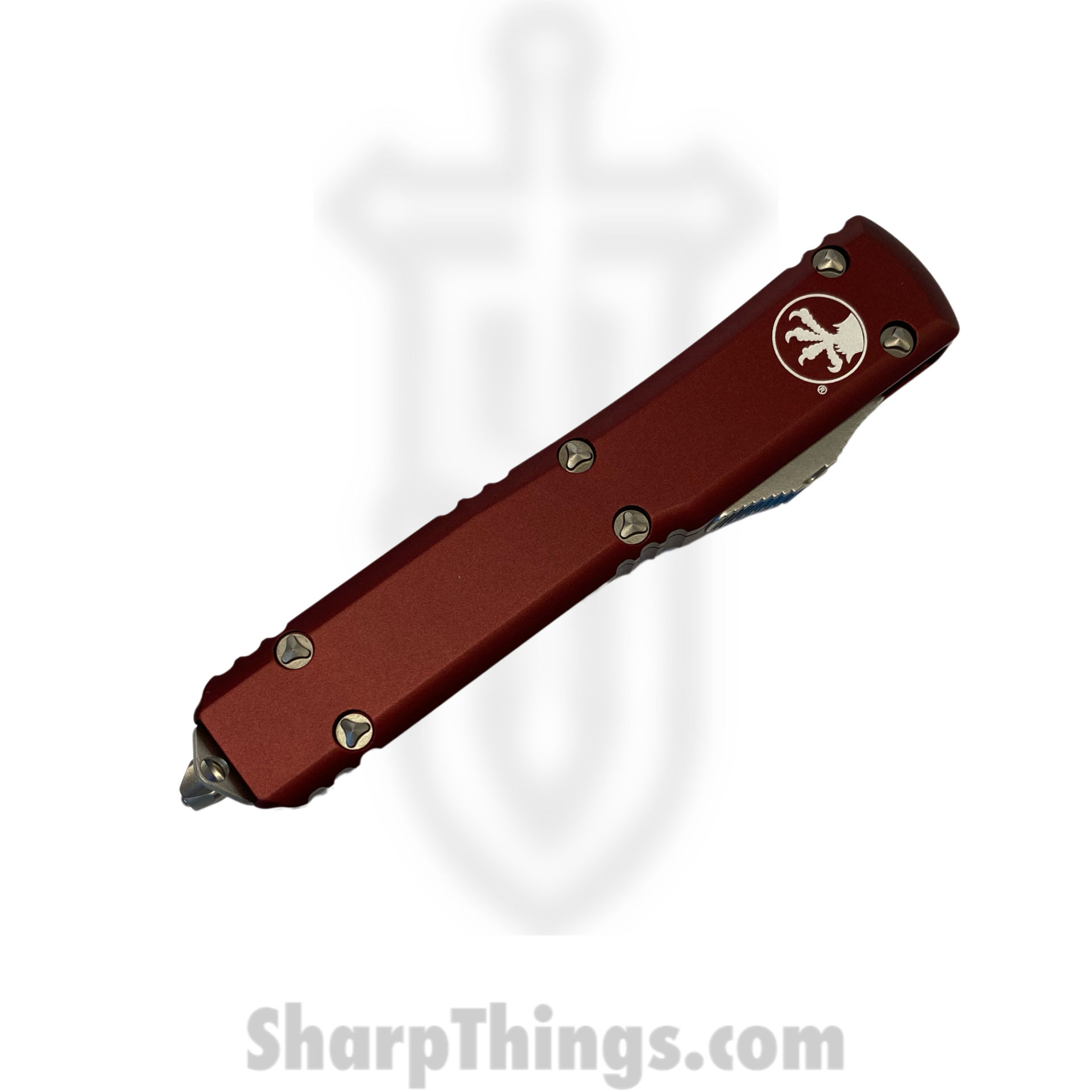 Microtech - 122-4MR - Ultratech - OTF Auto - Elmax, M390, 204P Satin Dagger - 6061-T6 Aluminum - Merlot - Image 7