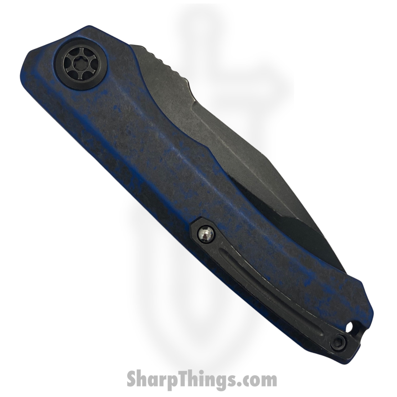 Heretic Knives - H100-8A-BRKBLU - Custom Wraith - Automatic Knife - CPM-154 Coated Tanto - 6061-T6 Aluminum - Battleworn Black - Image 8