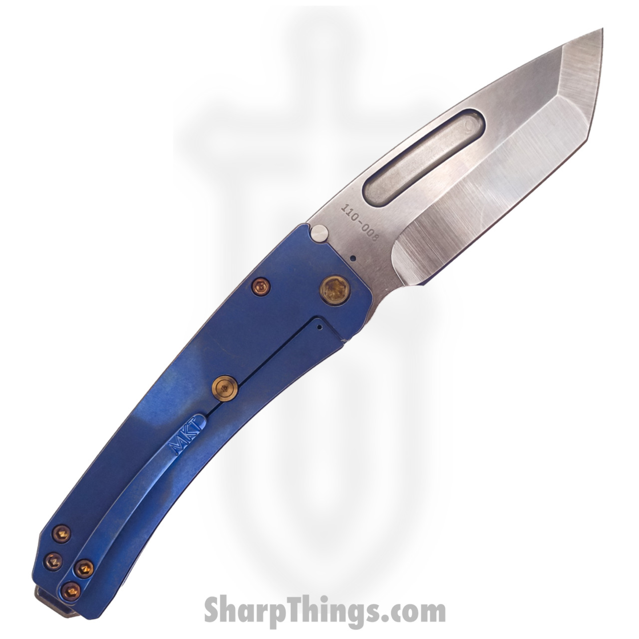 Medford Knife - MK033STT-37A1-T1C1-Q4 - Midi Marauder Tanto Blade Folding Knife - S35VN Titanium - Blue and Bronze - Image 7