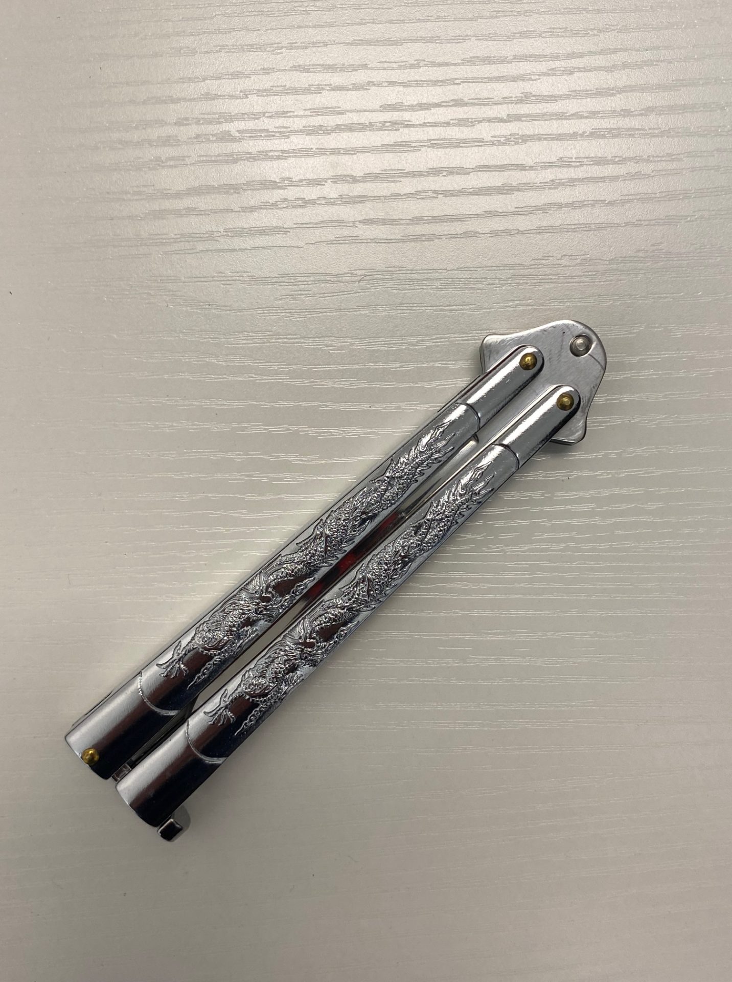 VOC - BR100BLK - Drop Point Butterfly - Balisong - German Surgical Steel Coated Drop Point - Steel - Black - Image 8