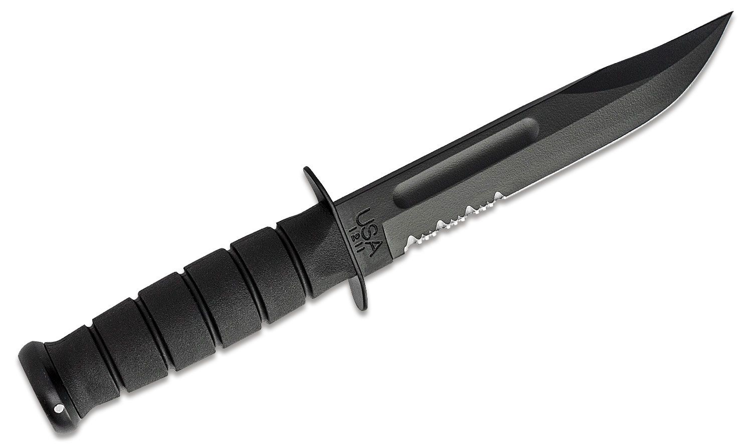 Ka-Bar - KA1212 - USA Fighting Knife - Fixed Blade Knife - 1095 HC Coated Modified Tanto - Kraton G - Black - Image 14