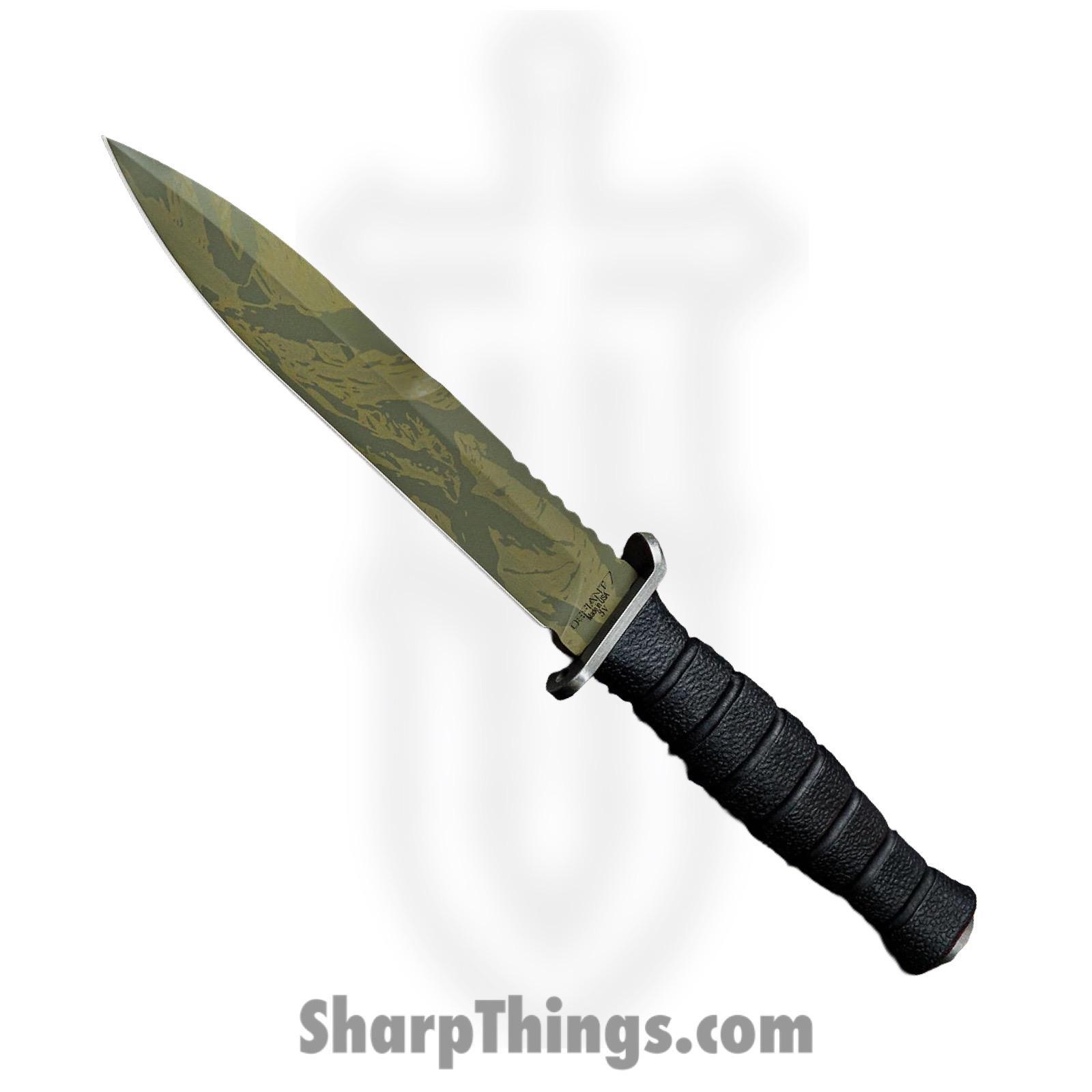 Defiant 7 - D7-M320-CKTS - M320 - Fixed Blade Knife - CPM 3V Tiger Stripe Spear Point - Polymer - Black