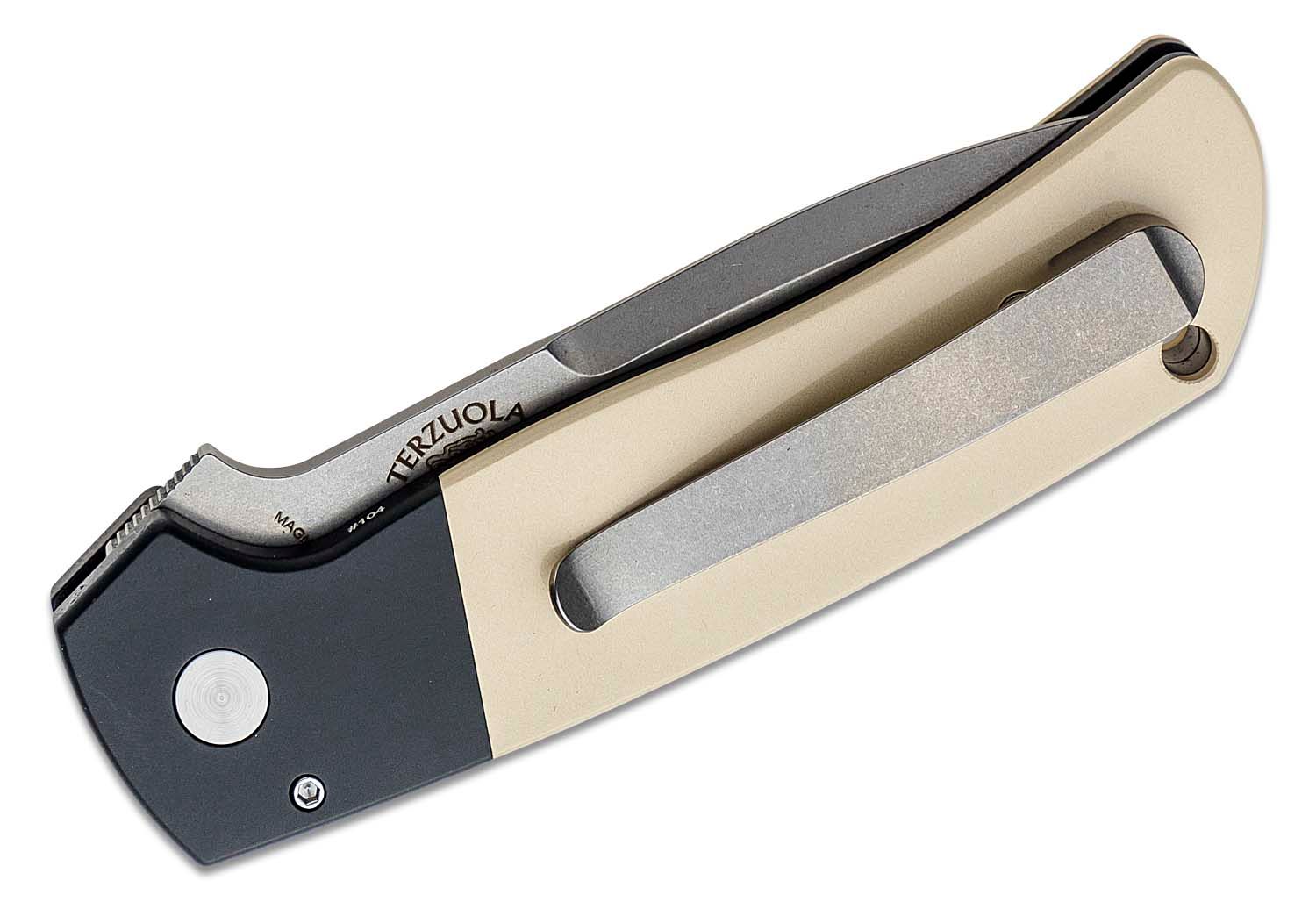 ProTech - BT2751 - Bob Terzuola ATCF Tuxedo - Automatic Knife - Magnacut Stonewash Drop Point - Aluminum/Micarta - Black/White - Image 13