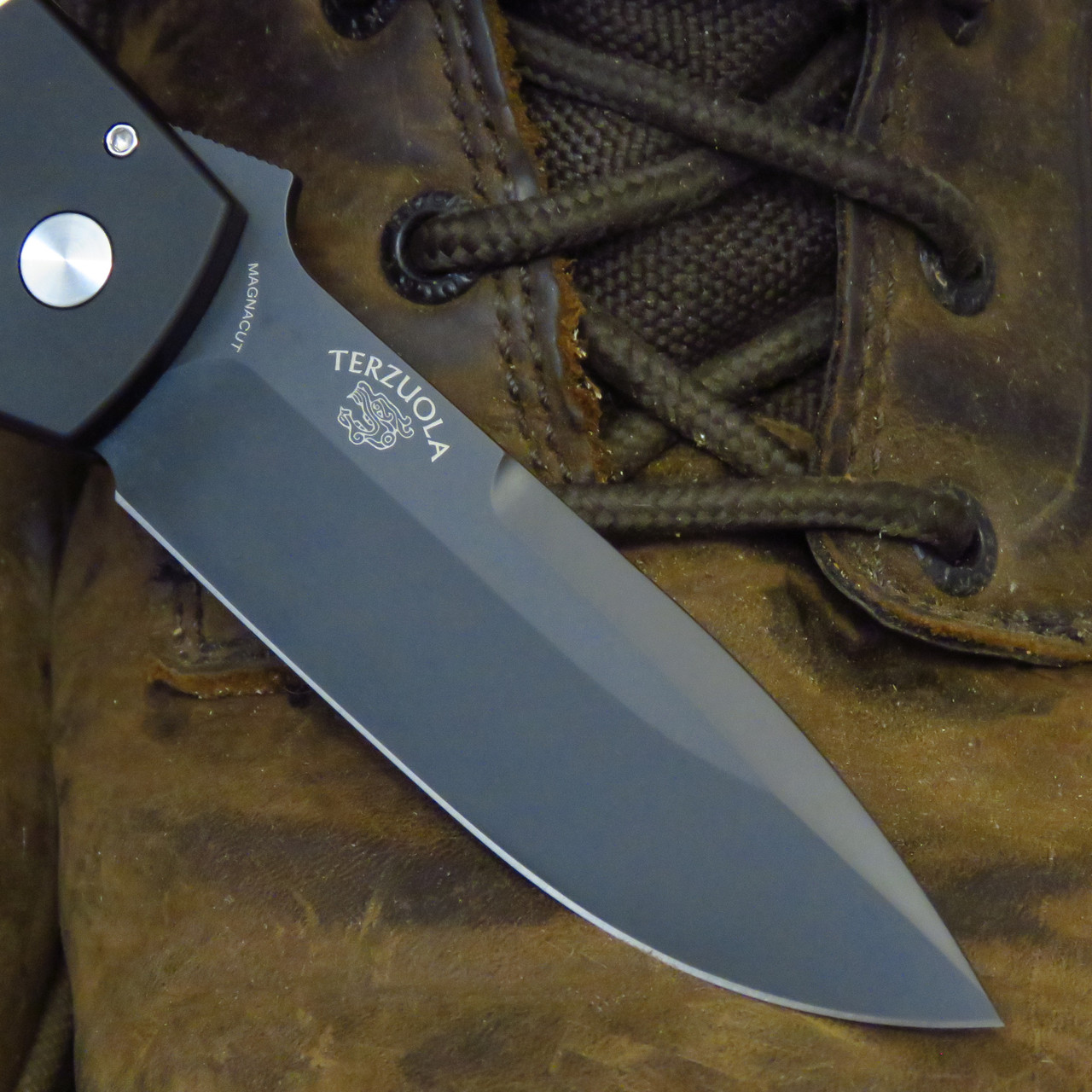ProTech - BT2752 - Terzuola ATCF - Automatic Knife - Magnacut Coated Drop Point - Aluminum/Micarta - Black/White - Image 7