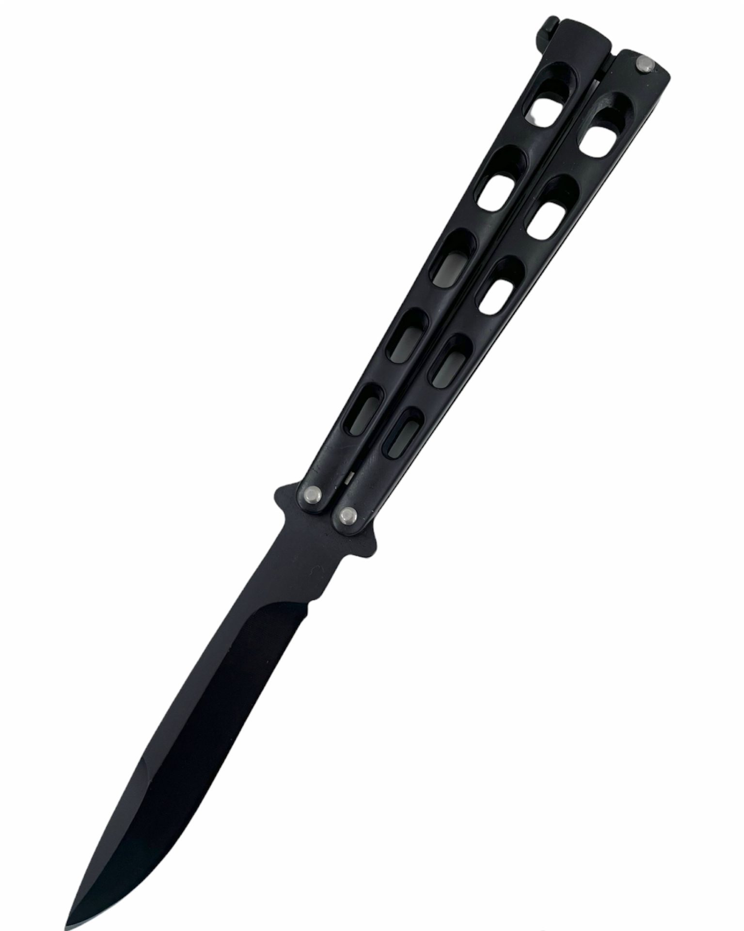 VOC - P714A - Butterfly Knife - Balisong - 440 SS Coated Drop Point - Steel - Black - Image 5