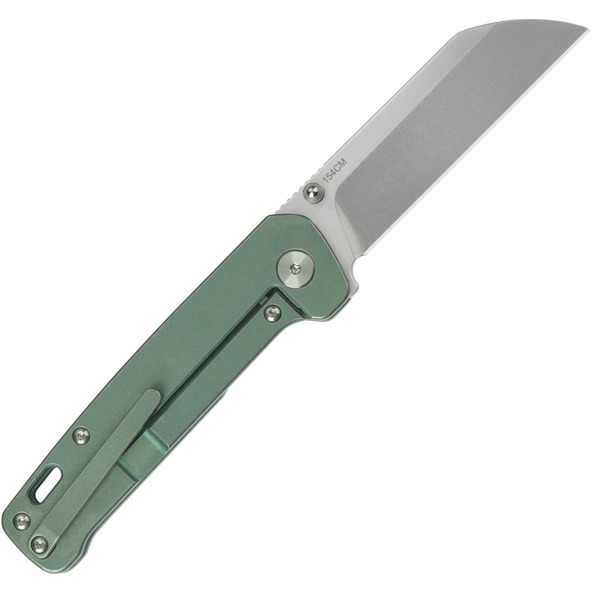 QSP - QS130X - Penguin Plus - Folding Knife - 154CM Satin Sheepsfoot - Titanium - Green - Image 8