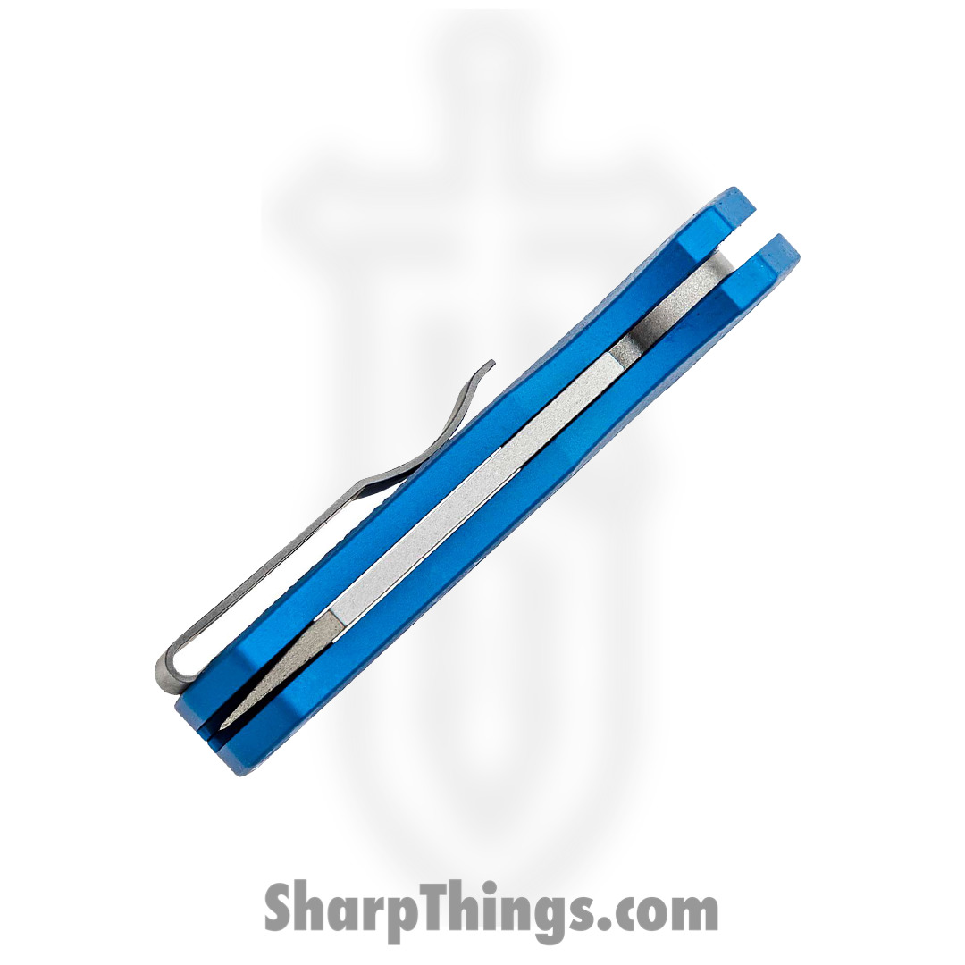 ProTech - R5205-Blue - Runt 5 - Automatic Knife - CPM-20CV Stonewash Reverse Tanto - Aluminum - Blue - Image 12