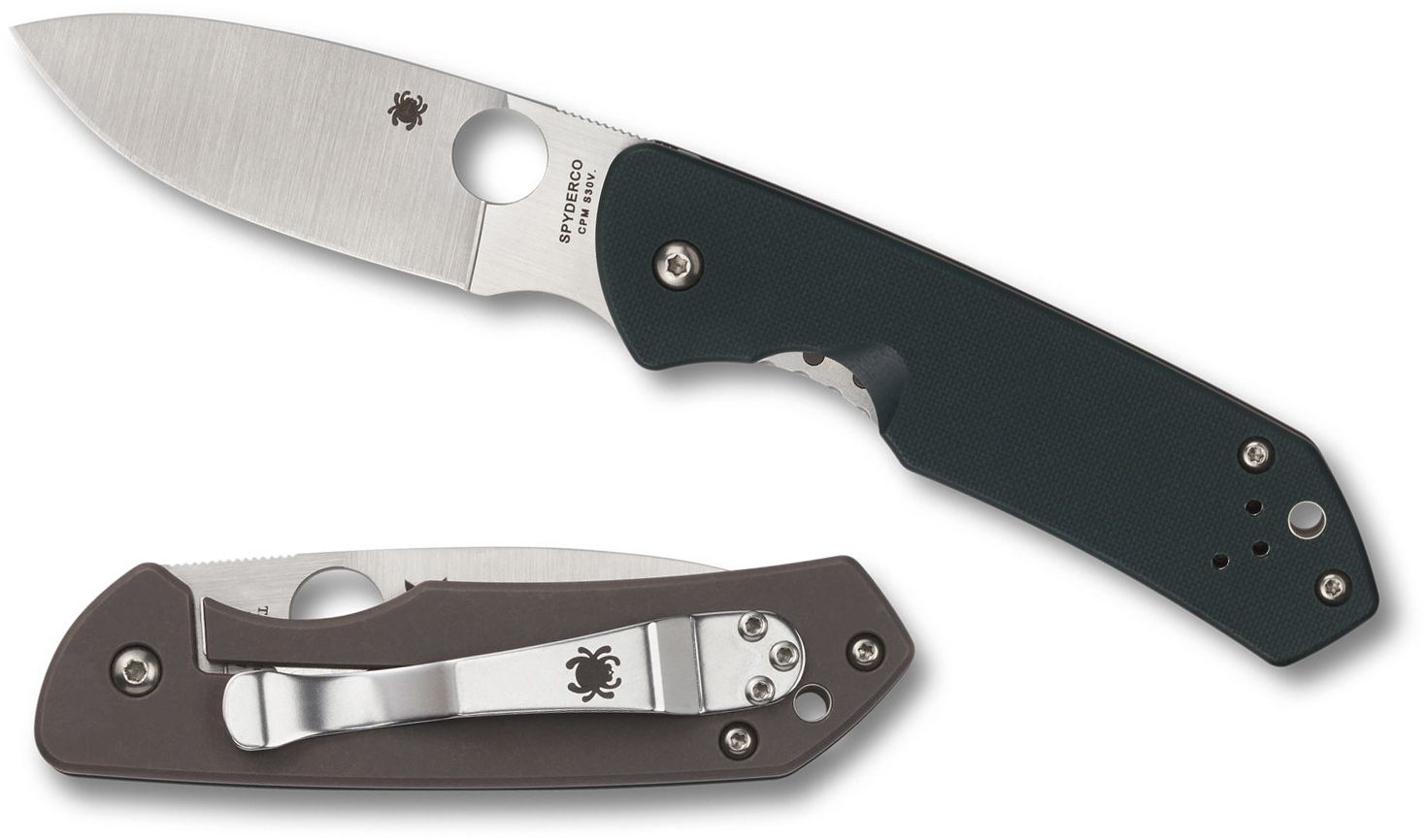 Spyderco - SC232GTIP - Jerry Brouwer - Folding Knife - S30V Satin Drop Point - G10 - Green - Image 14
