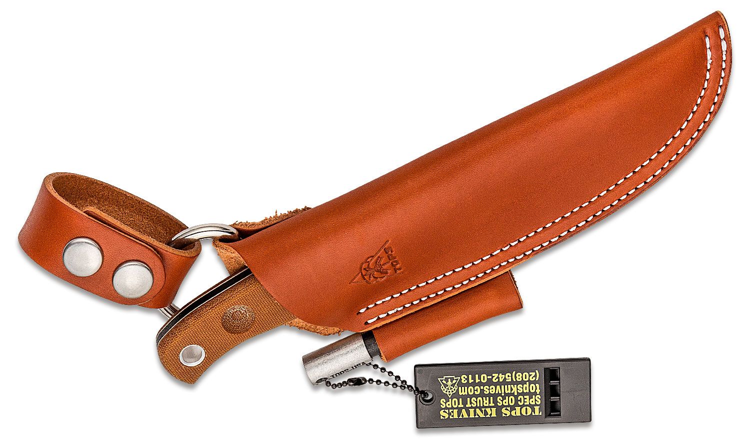 Tops - TPBAJA45R - Baja 4.5 Reserve Edition - Fixed Blade Knife - 1095 HC Coated Drop Point - Micarta - Tan - Image 12